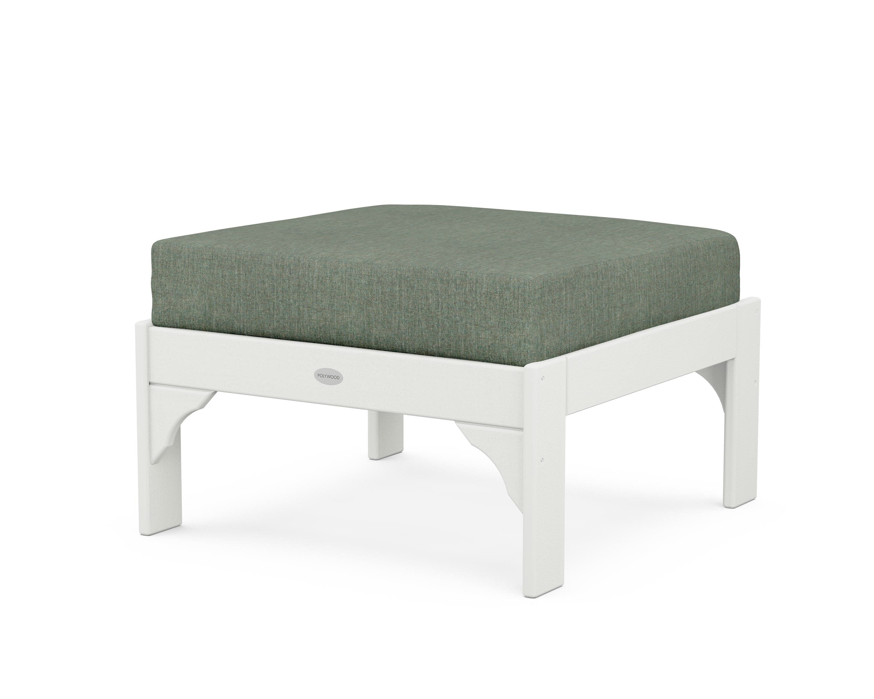 Vineyard Deep Seating Ottoman in Vintage White / Cast Sage