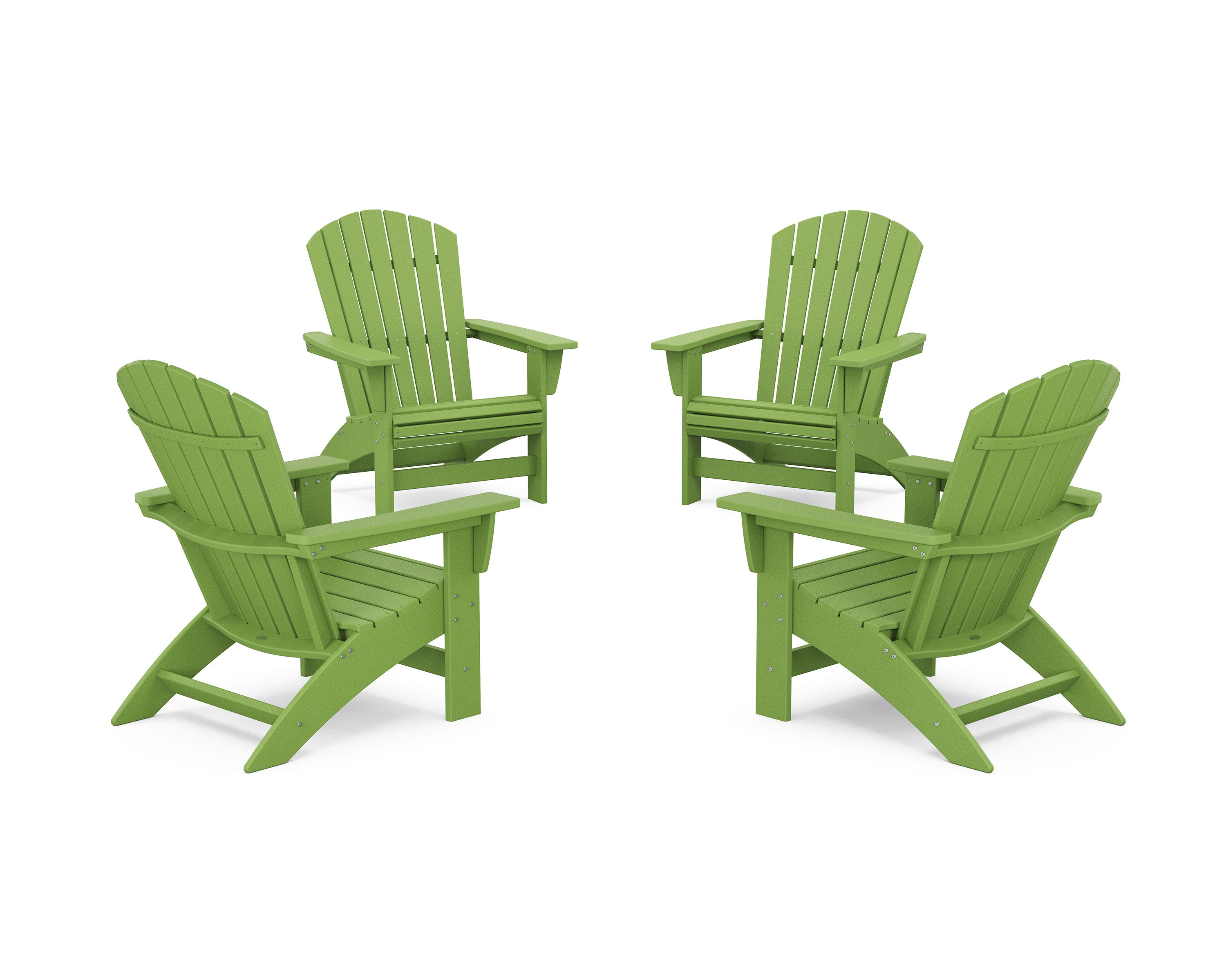 4-Piece Nautical Grand Adirondack Chair Conversation Set in Lime