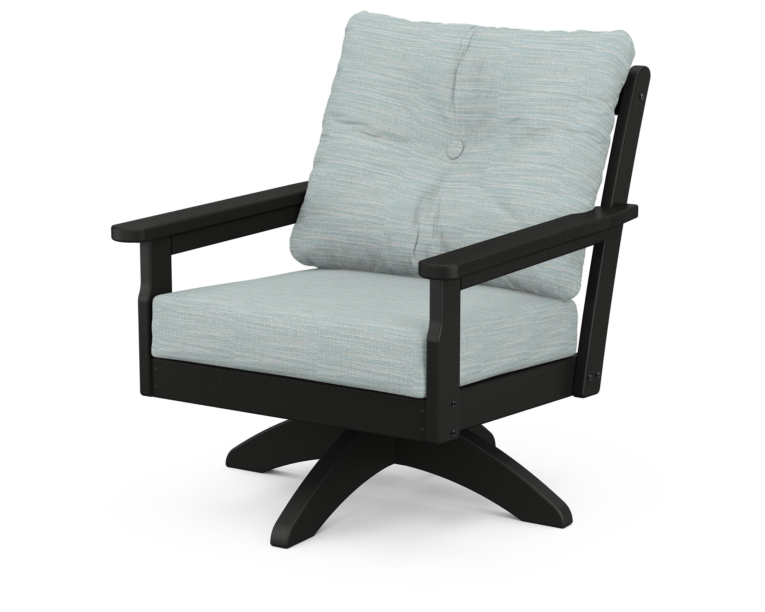 Vineyard Deep Seating Swivel Chair in Black / Soothe Mist