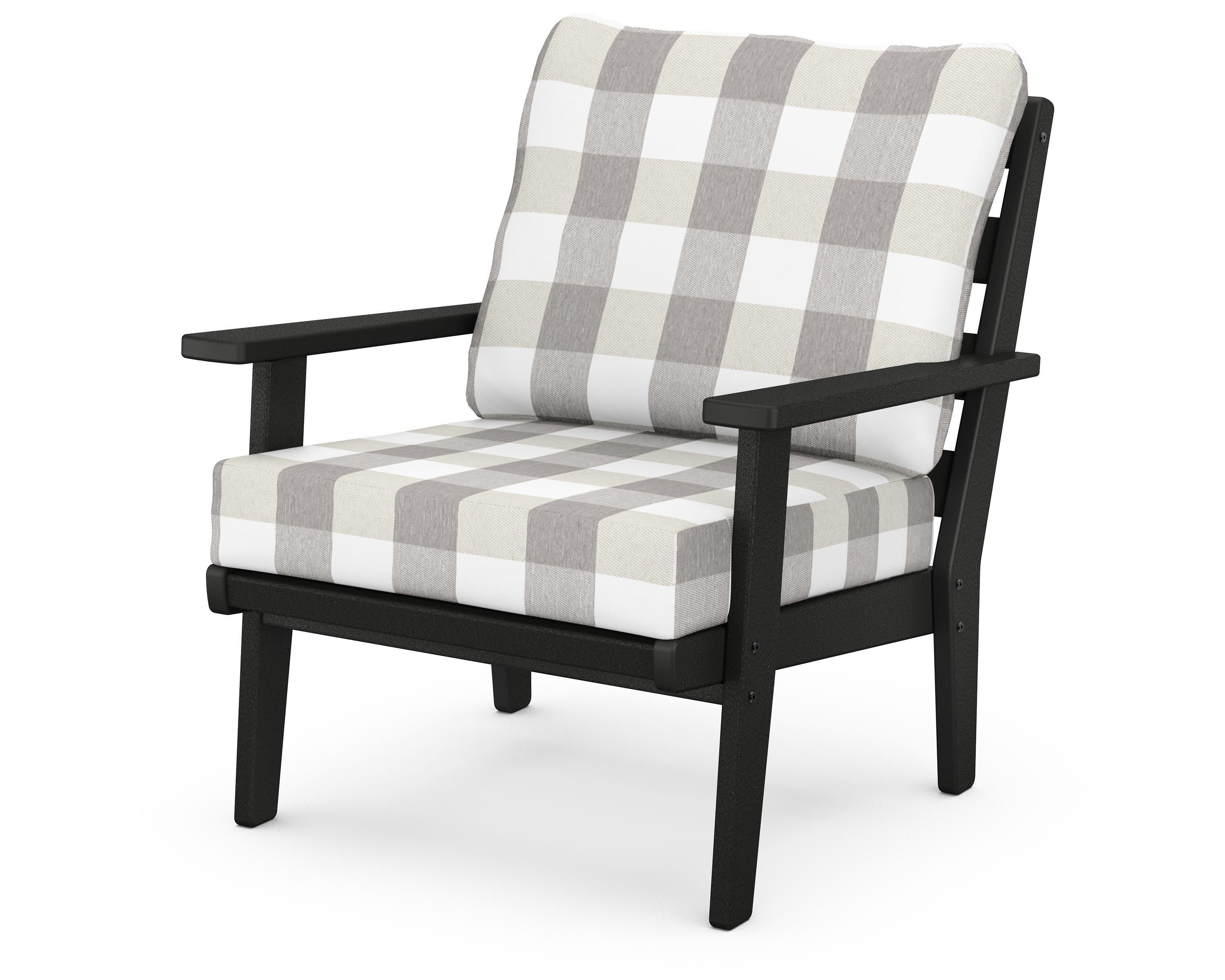 Grant Park Deep Seating Chair in Black / Buffalo Plaid Grey Mist