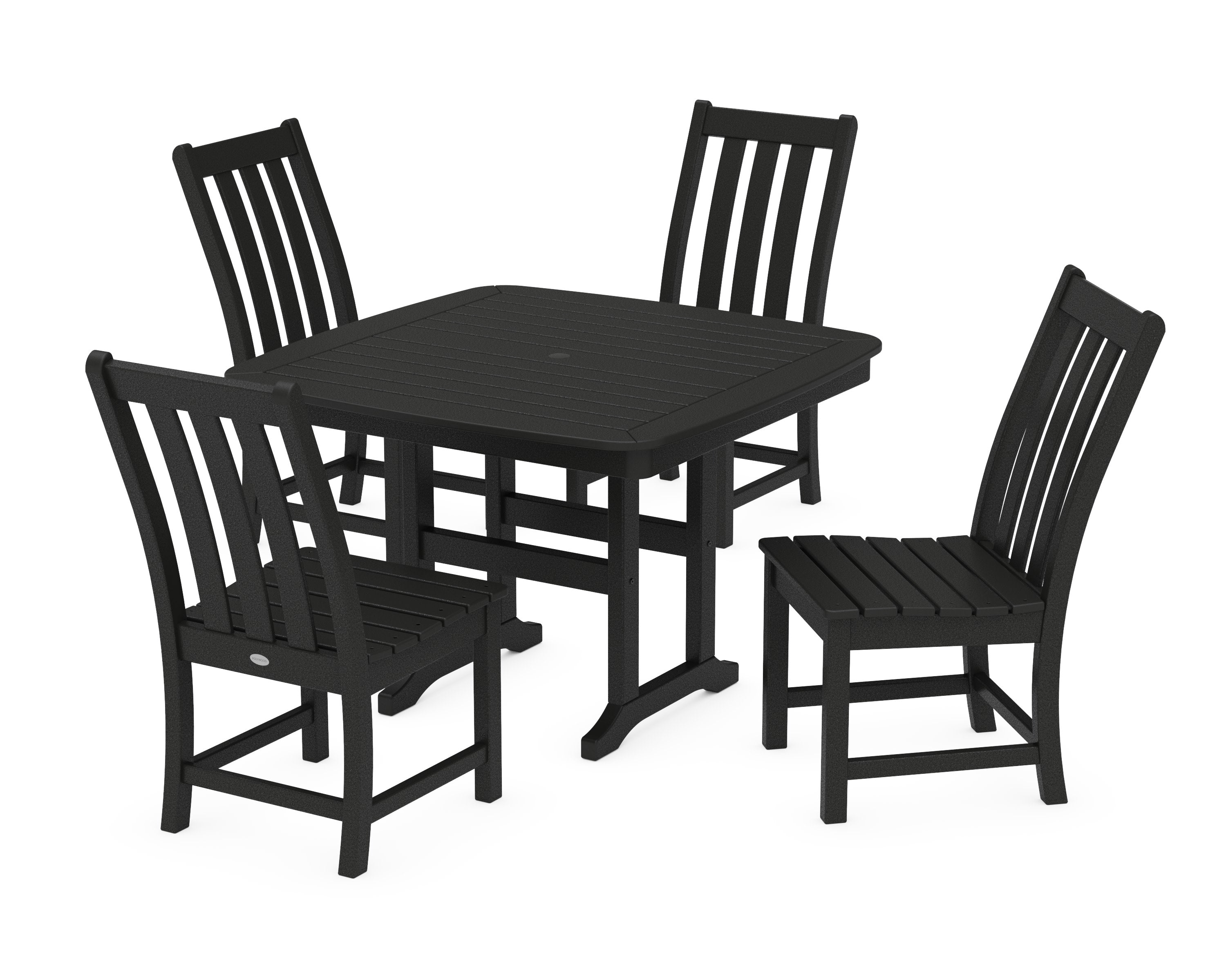 Vineyard Side Chair 5-Piece Dining Set with Trestle Legs in Black