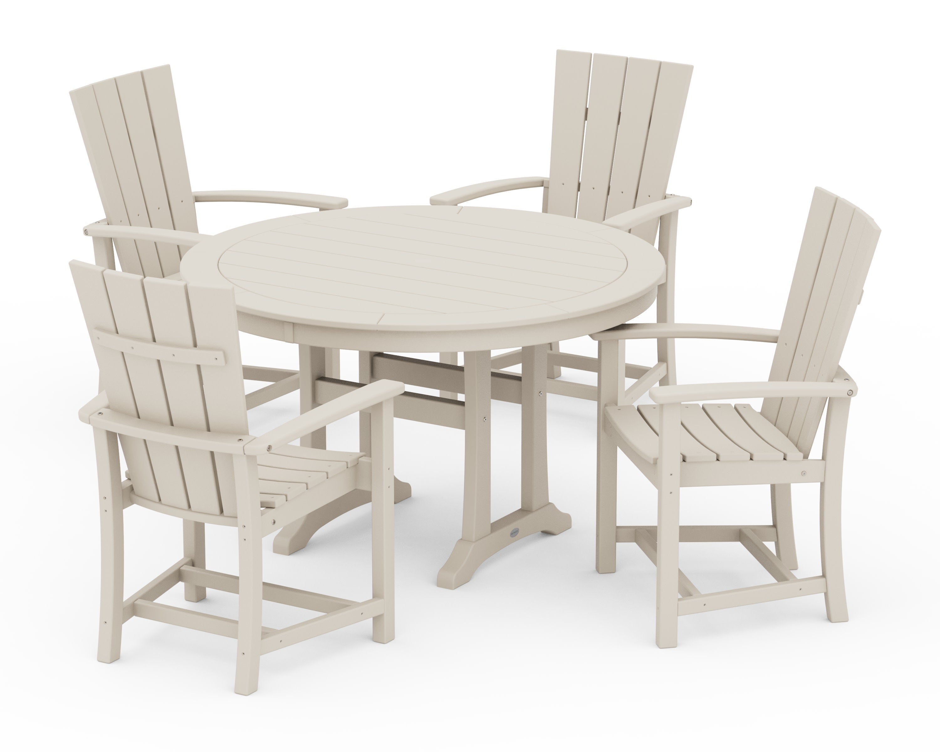 Quattro 5-Piece Round Dining Set with Trestle Legs in Sand