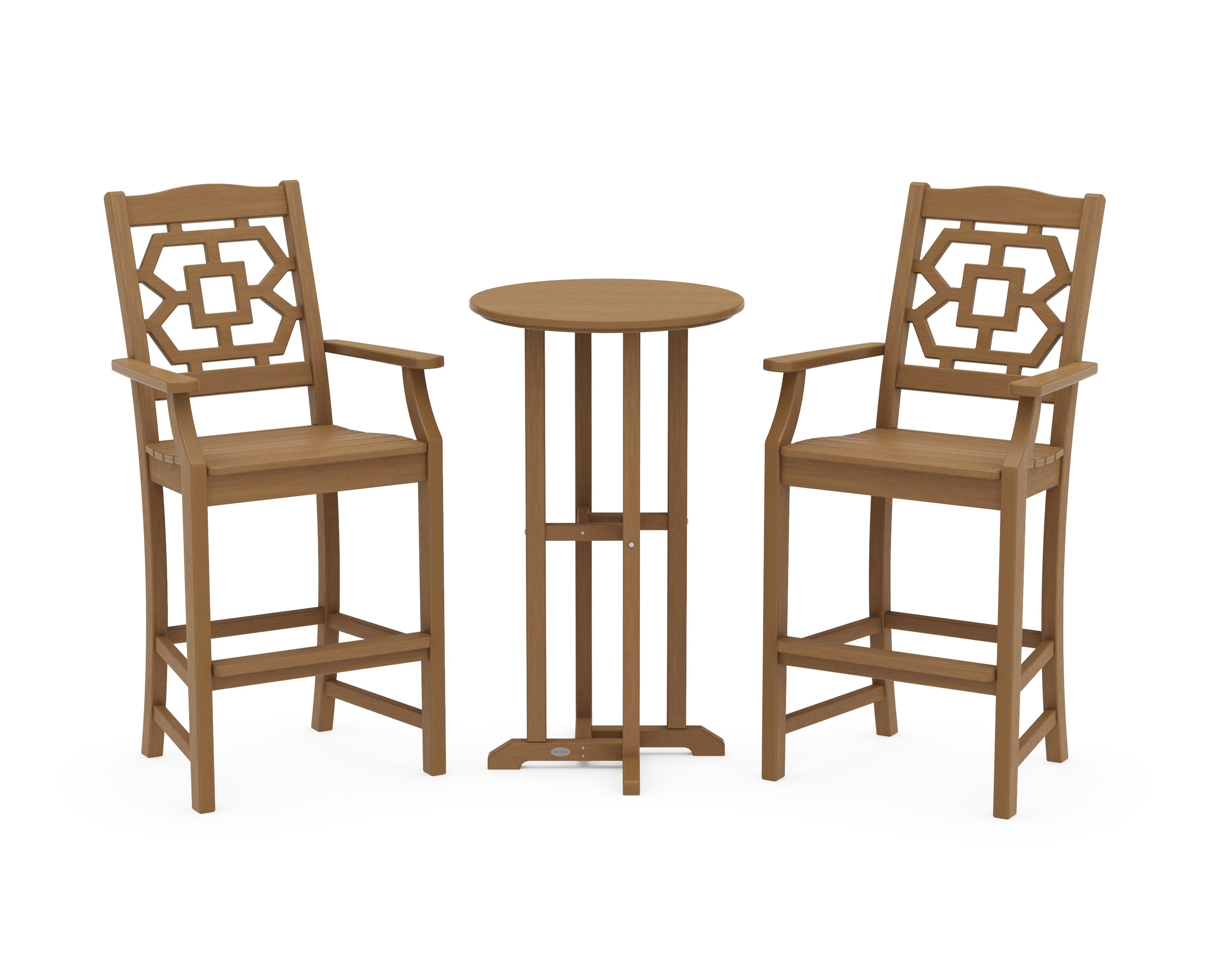 Chinoiserie 3-Piece Farmhouse Bar Set in Natural