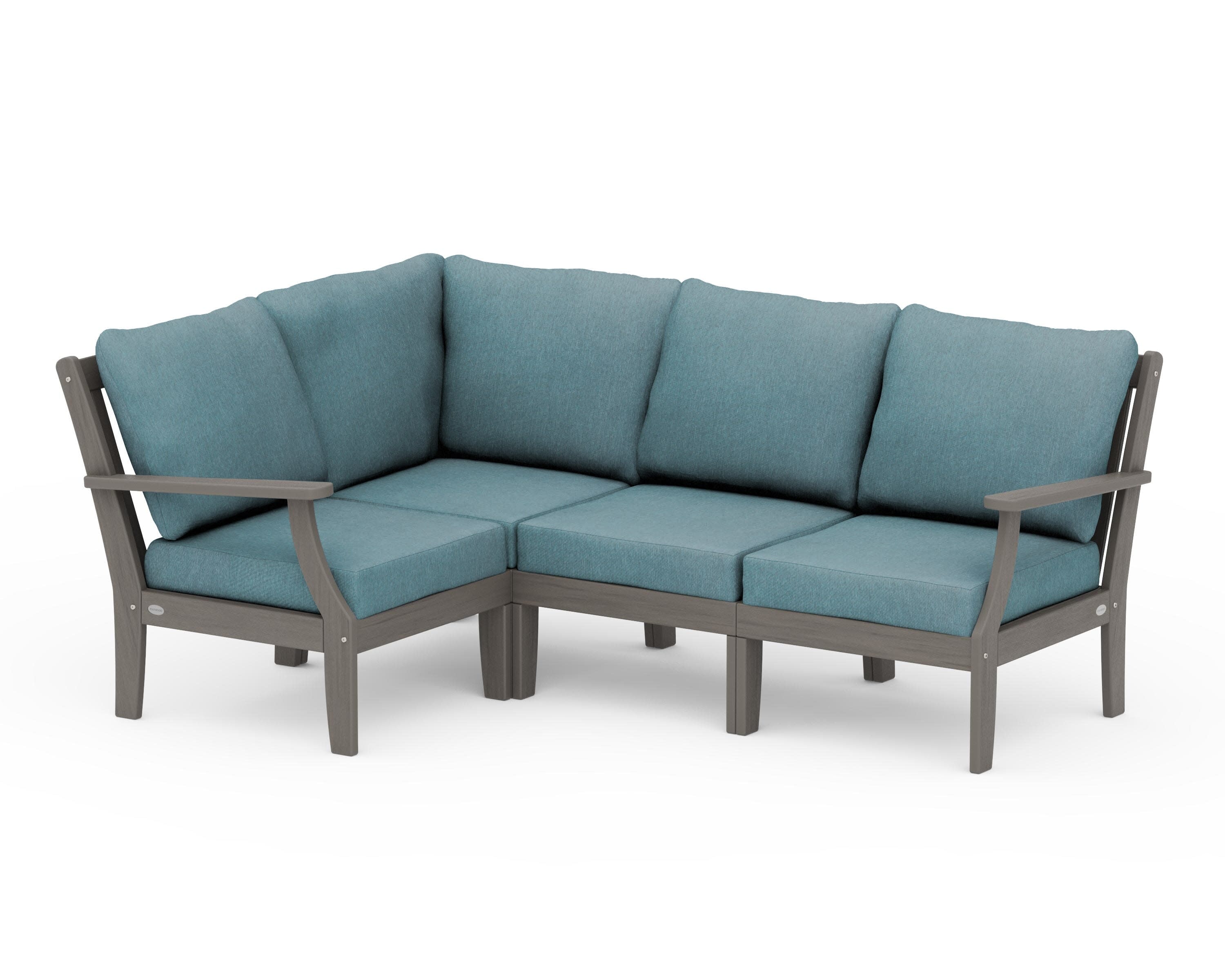 Braxton Modular 4-Piece Deep Seating Set in Driftwood / Ocean Teal