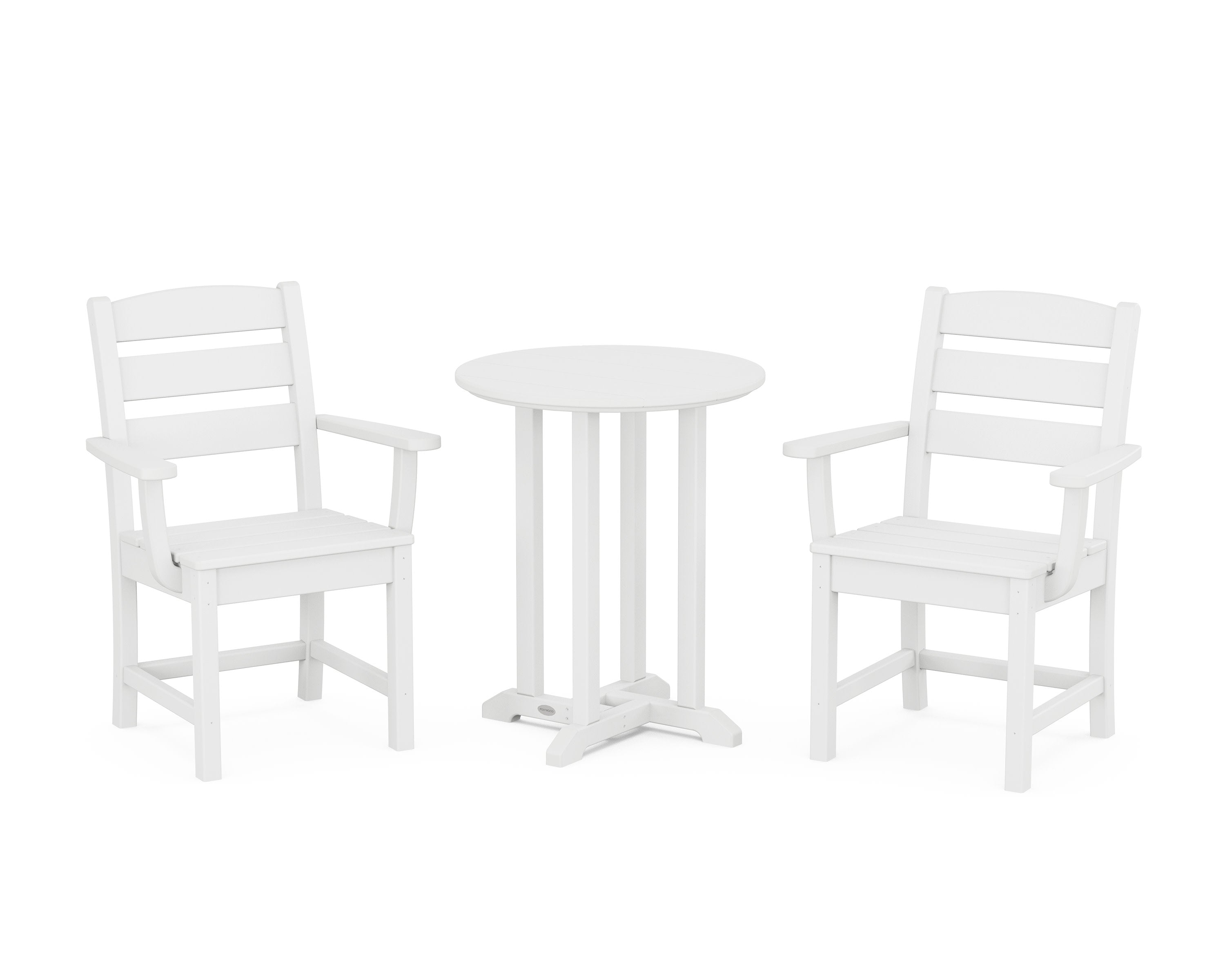Lakeside 3-Piece Round Bistro Dining Set in White