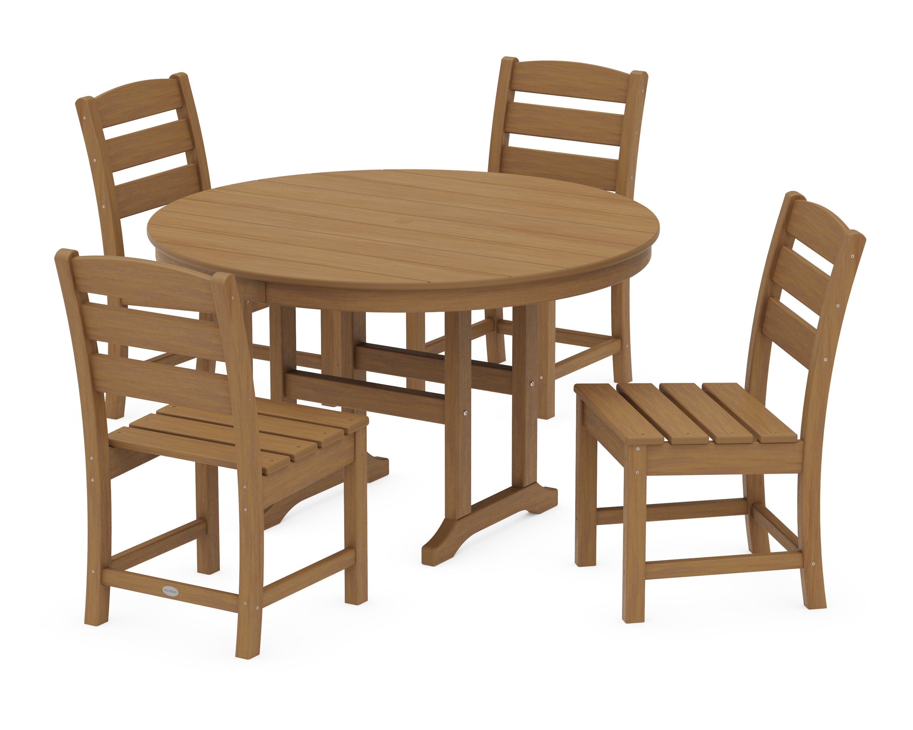 Lakeside 5-Piece Round Farmhouse Side Chair Dining Set in Natural