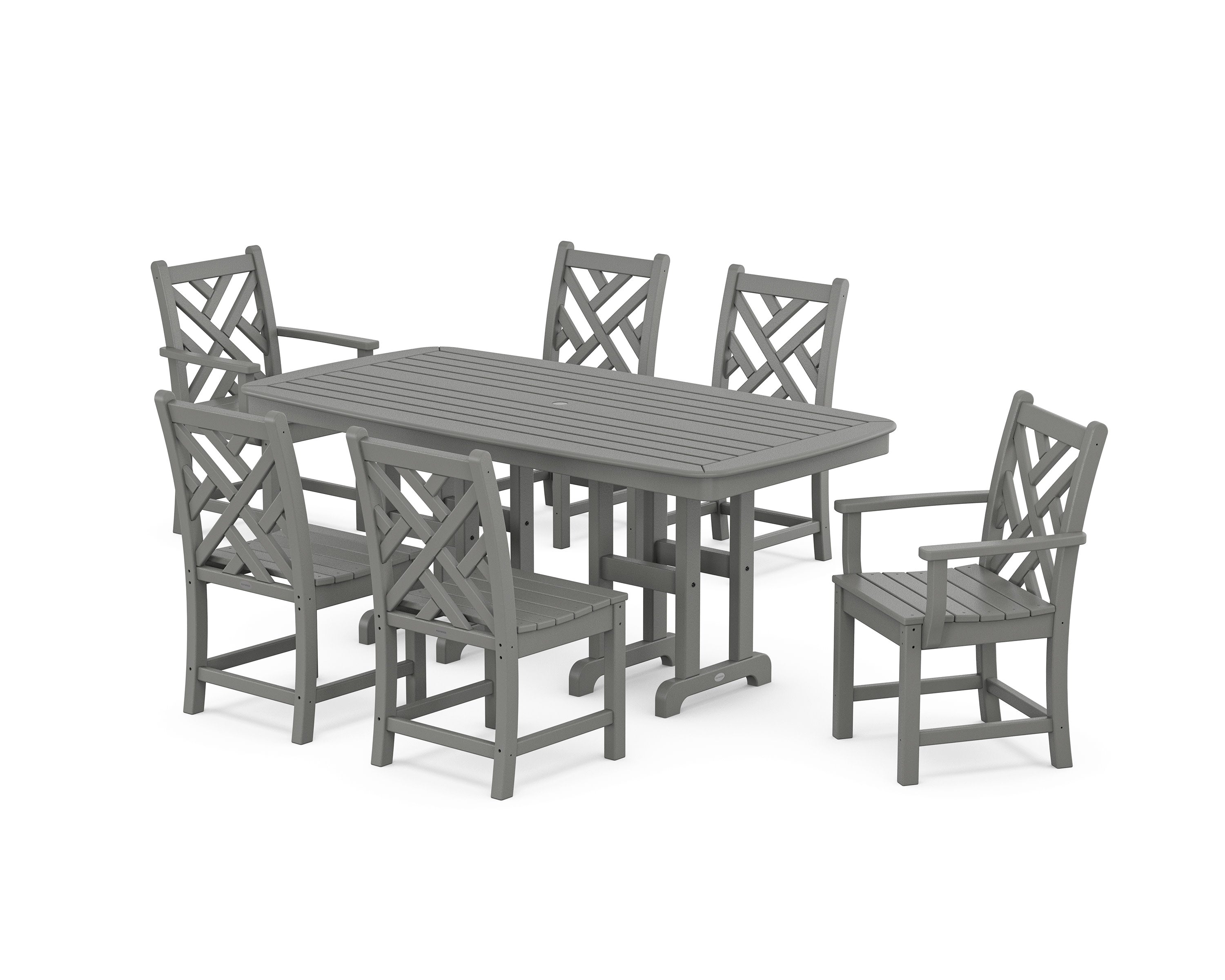 Chippendale 7-Piece Dining Set in Slate Grey
