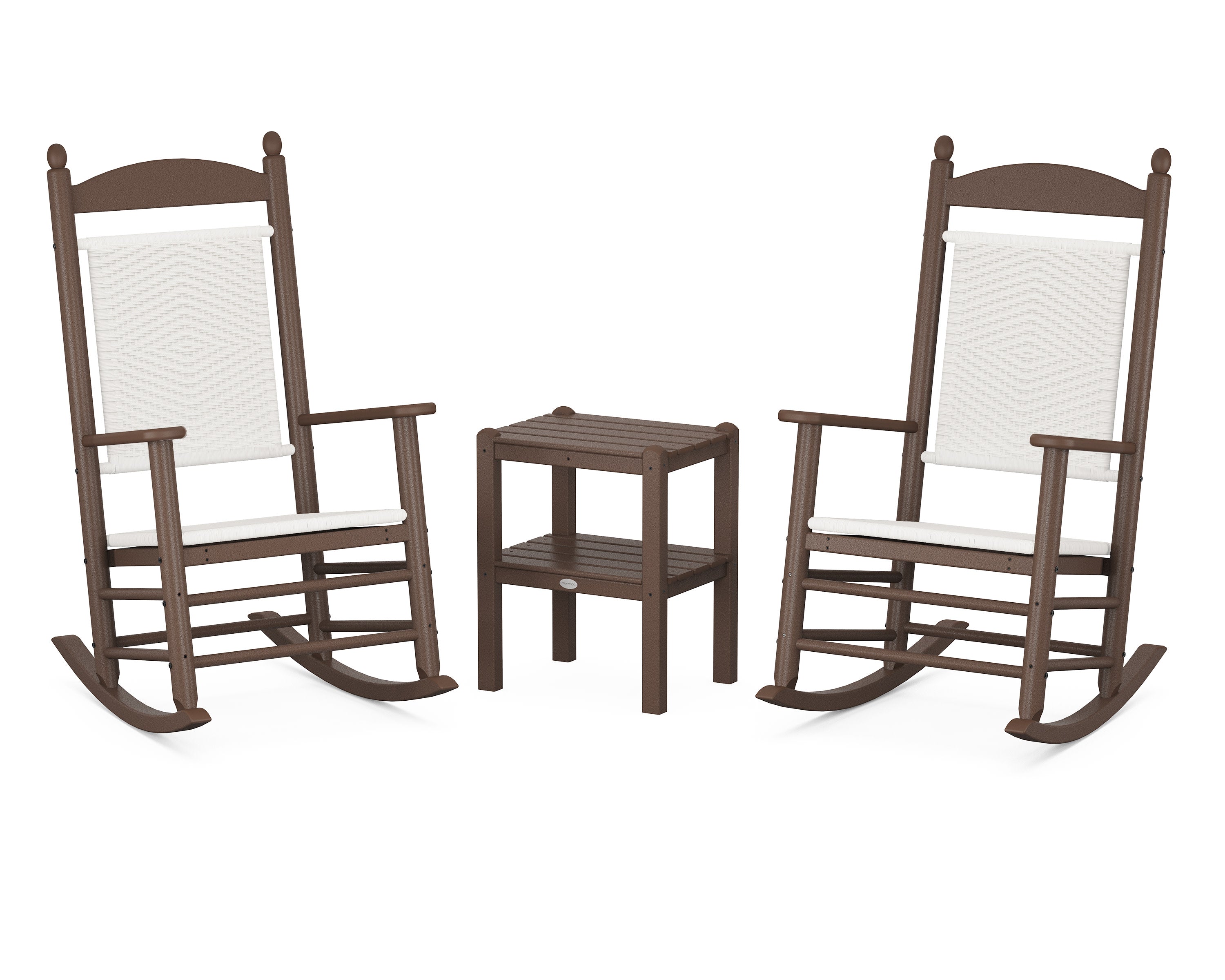 Jefferson 3-Piece Woven Rocker Set in Mahogany / White Loom