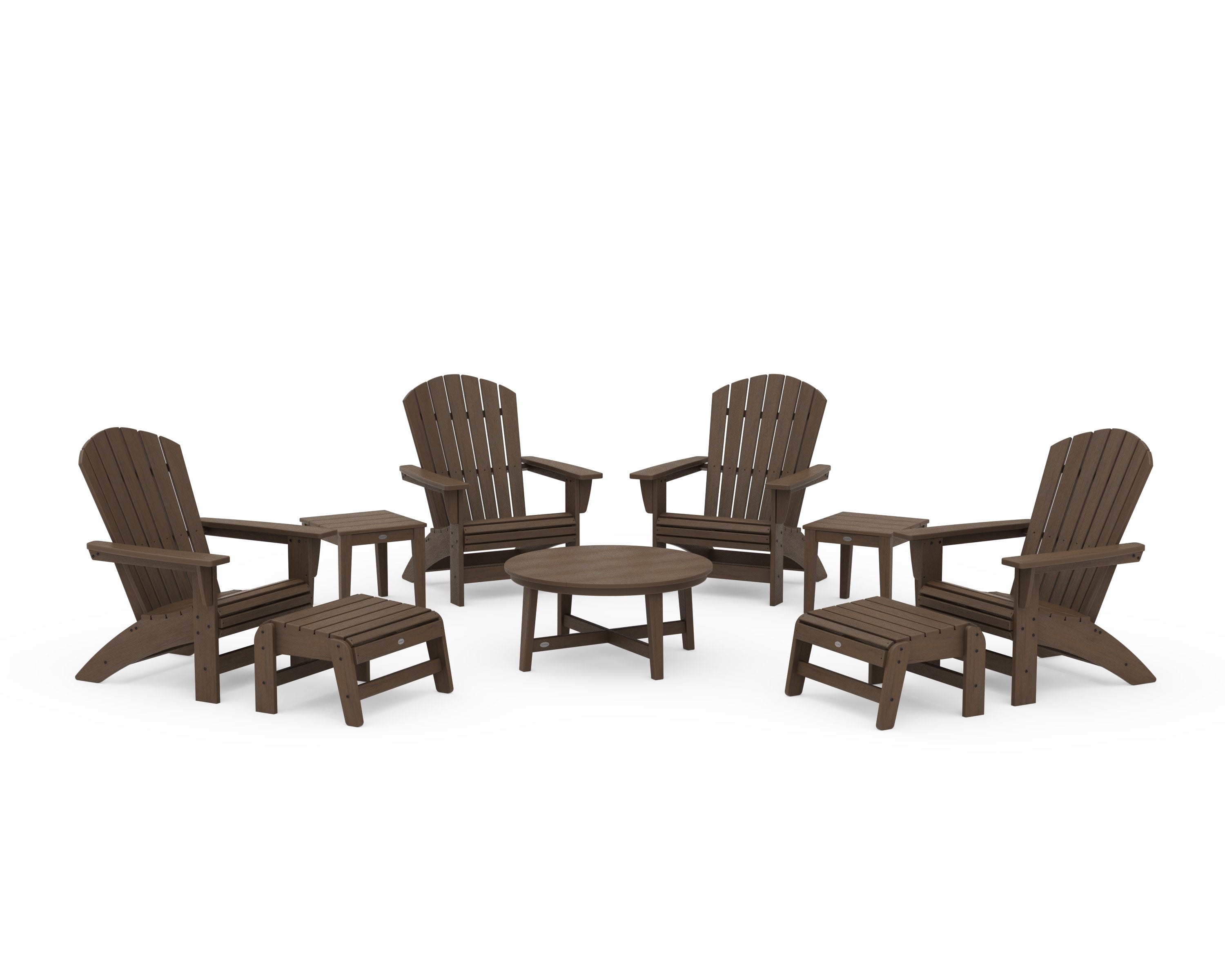 Nautical Grand Adirondack 9-Piece Conversation Set in Kona