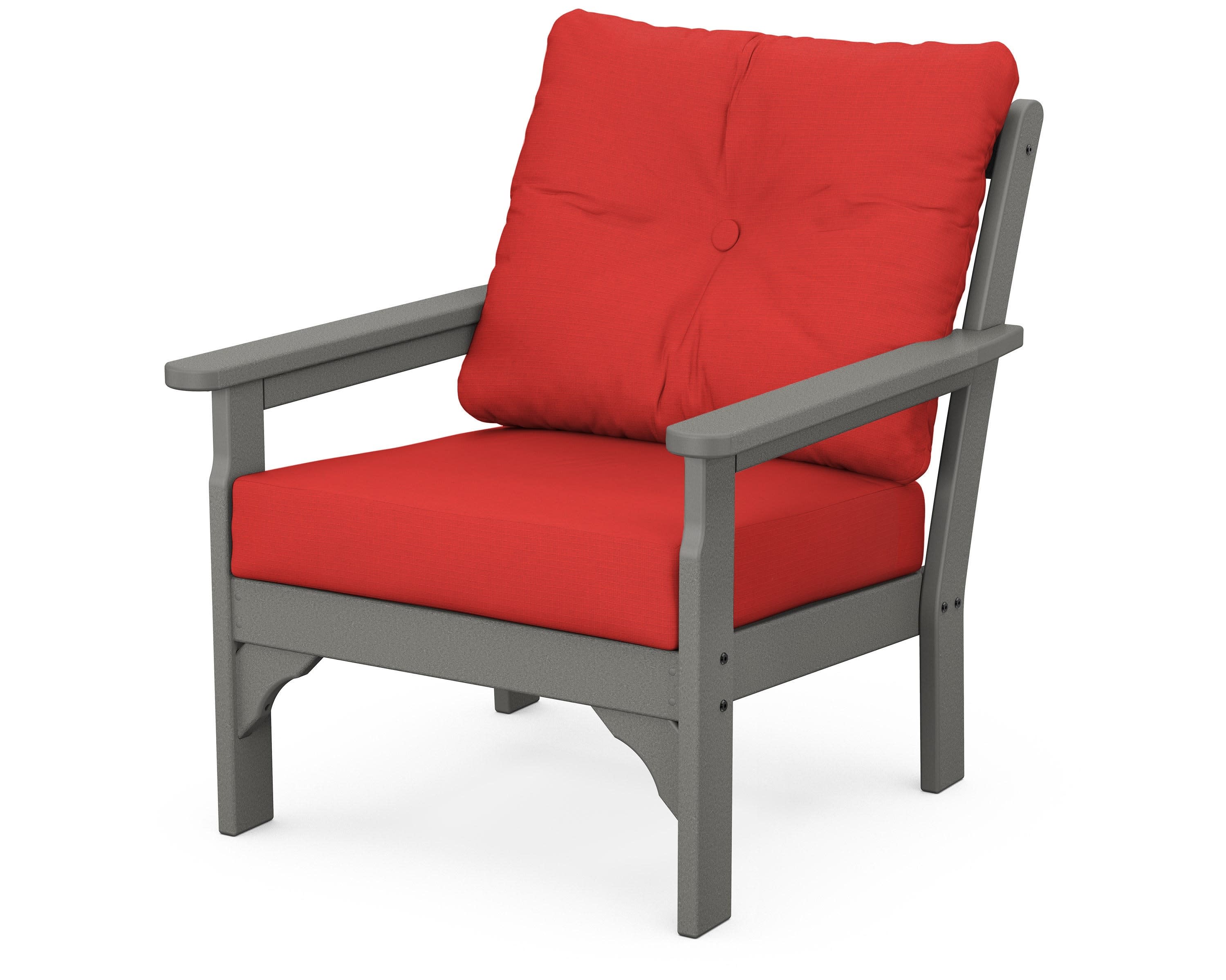 Vineyard Deep Seating Chair in Slate Grey / Crimson Linen