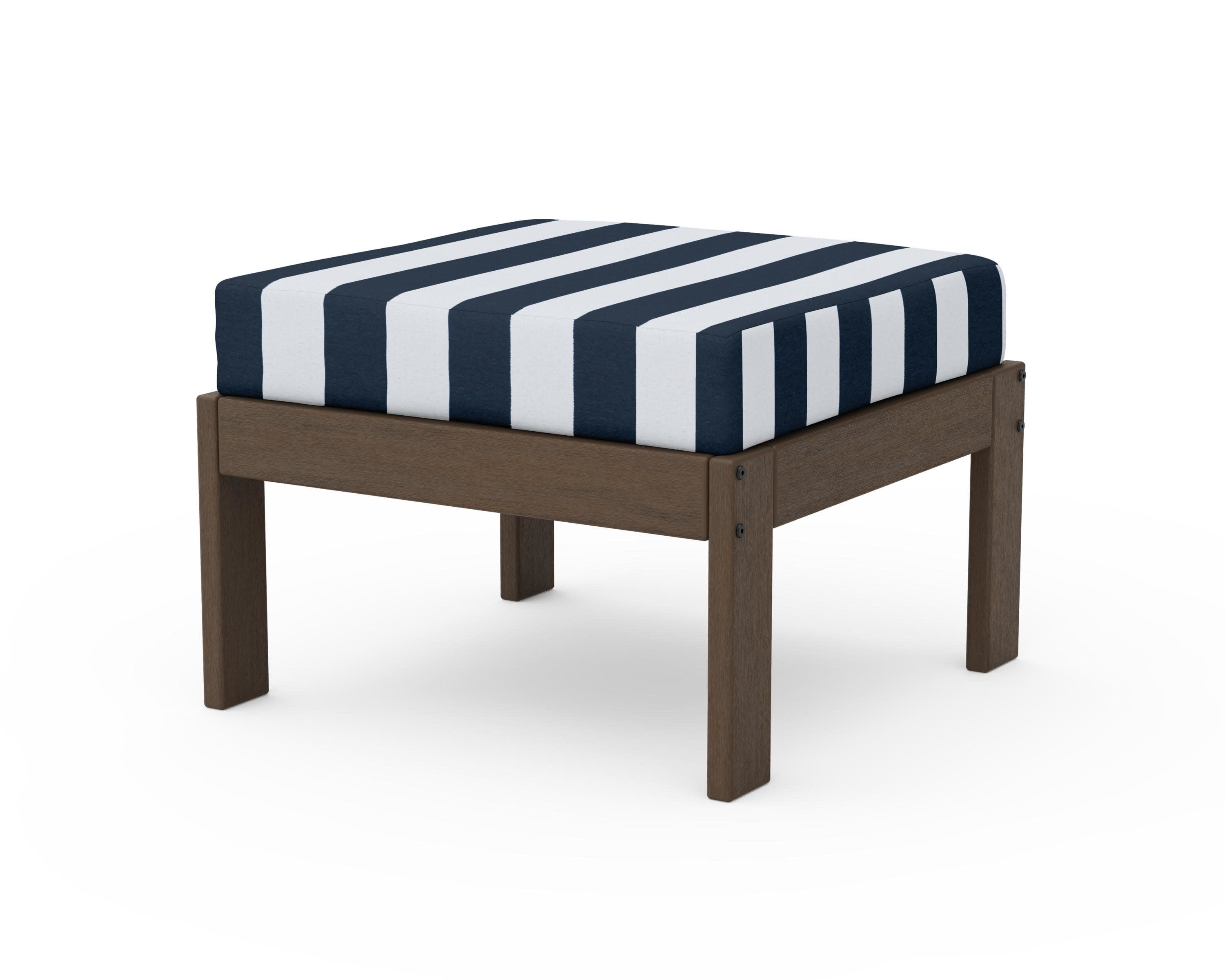 Vineyard Modular Ottoman in Kona / Cabana Stripe Marine Indigo