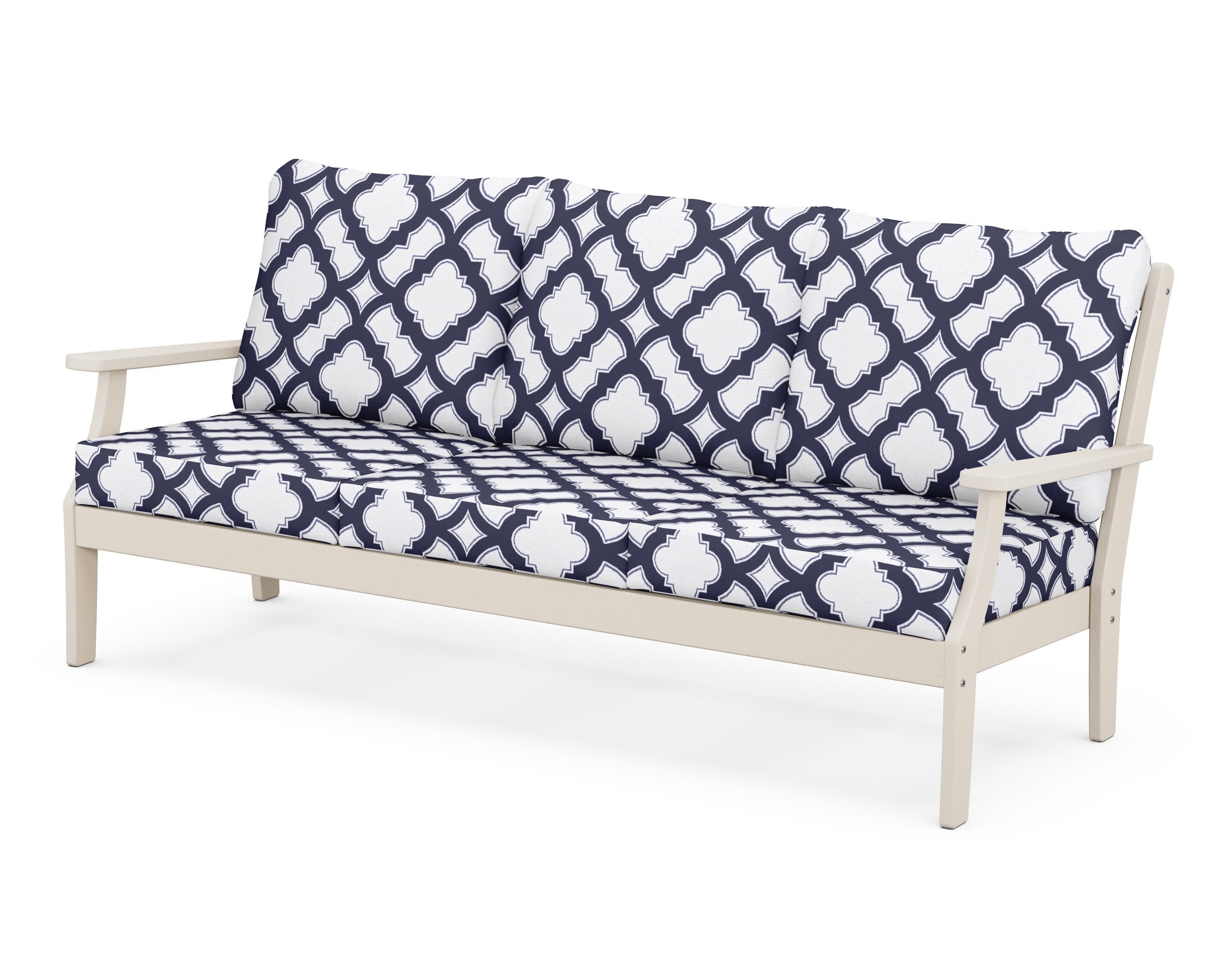Braxton Deep Seating Sofa in Sand / Trellis Navy