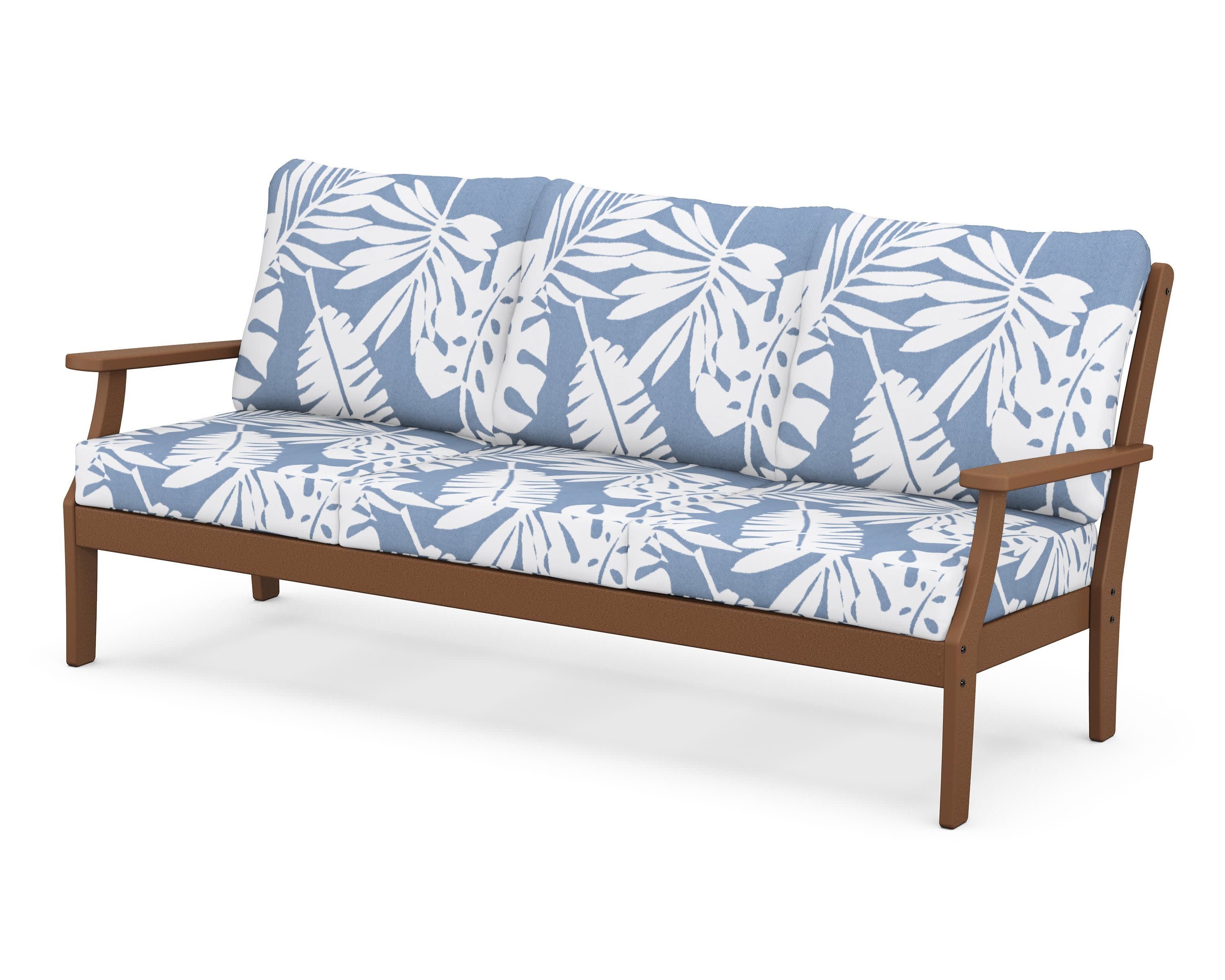 Braxton Deep Seating Sofa in Teak / Leaf Sky Blue