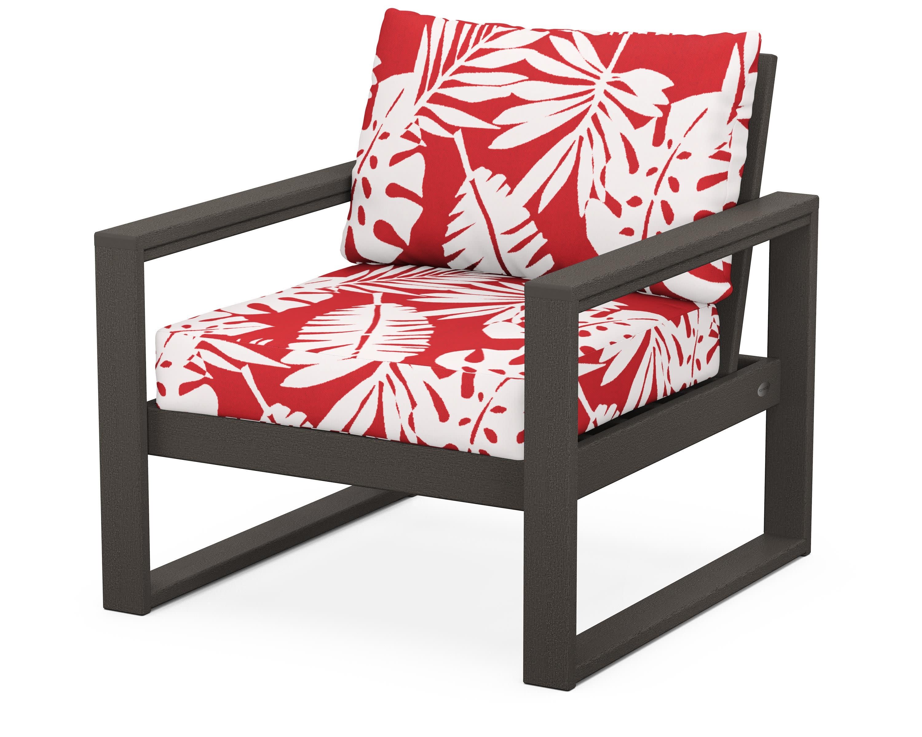 EDGE Club Chair in Vintage Coffee / Leaf Crimson