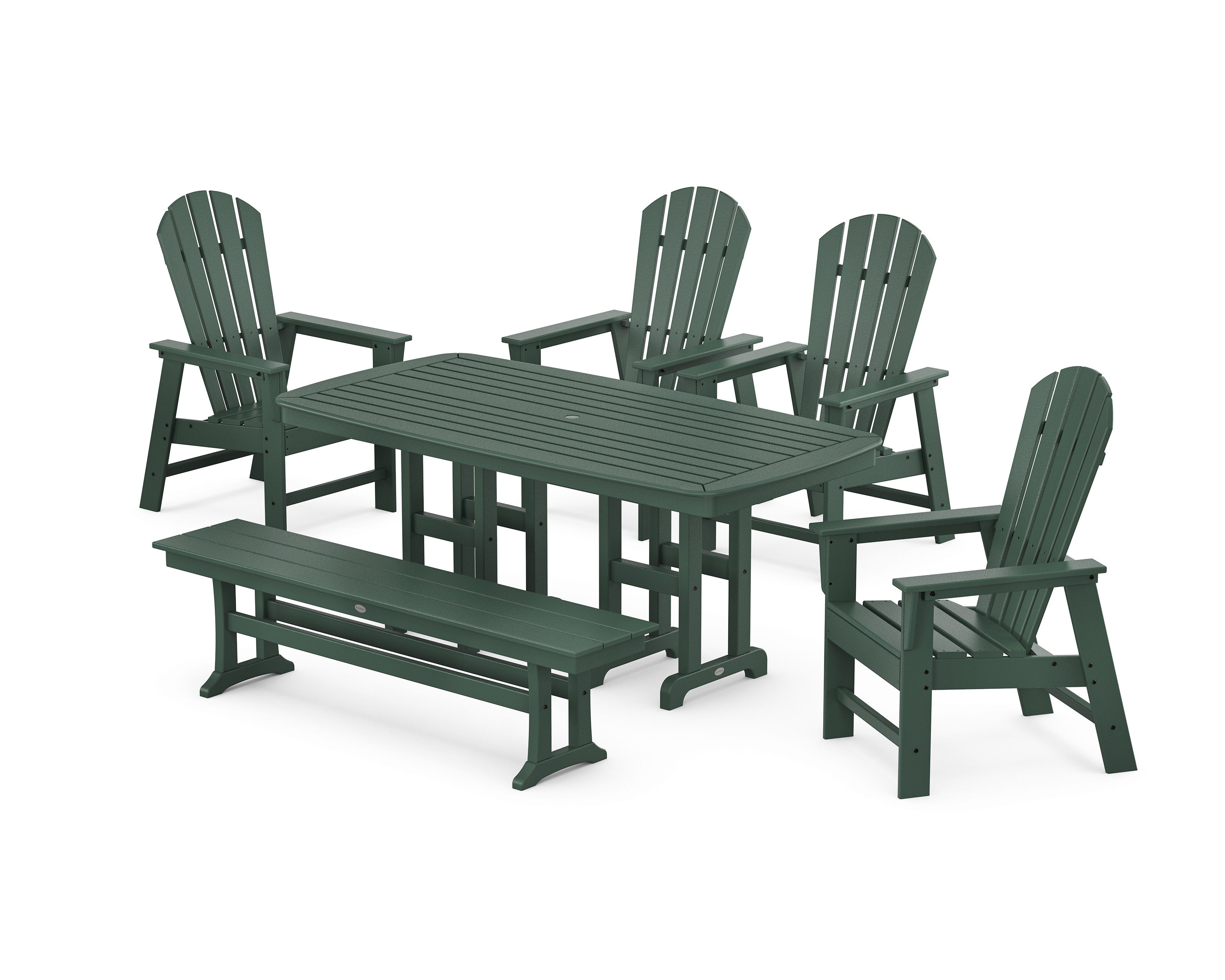 South Beach 6-Piece Dining Set with Bench in Green