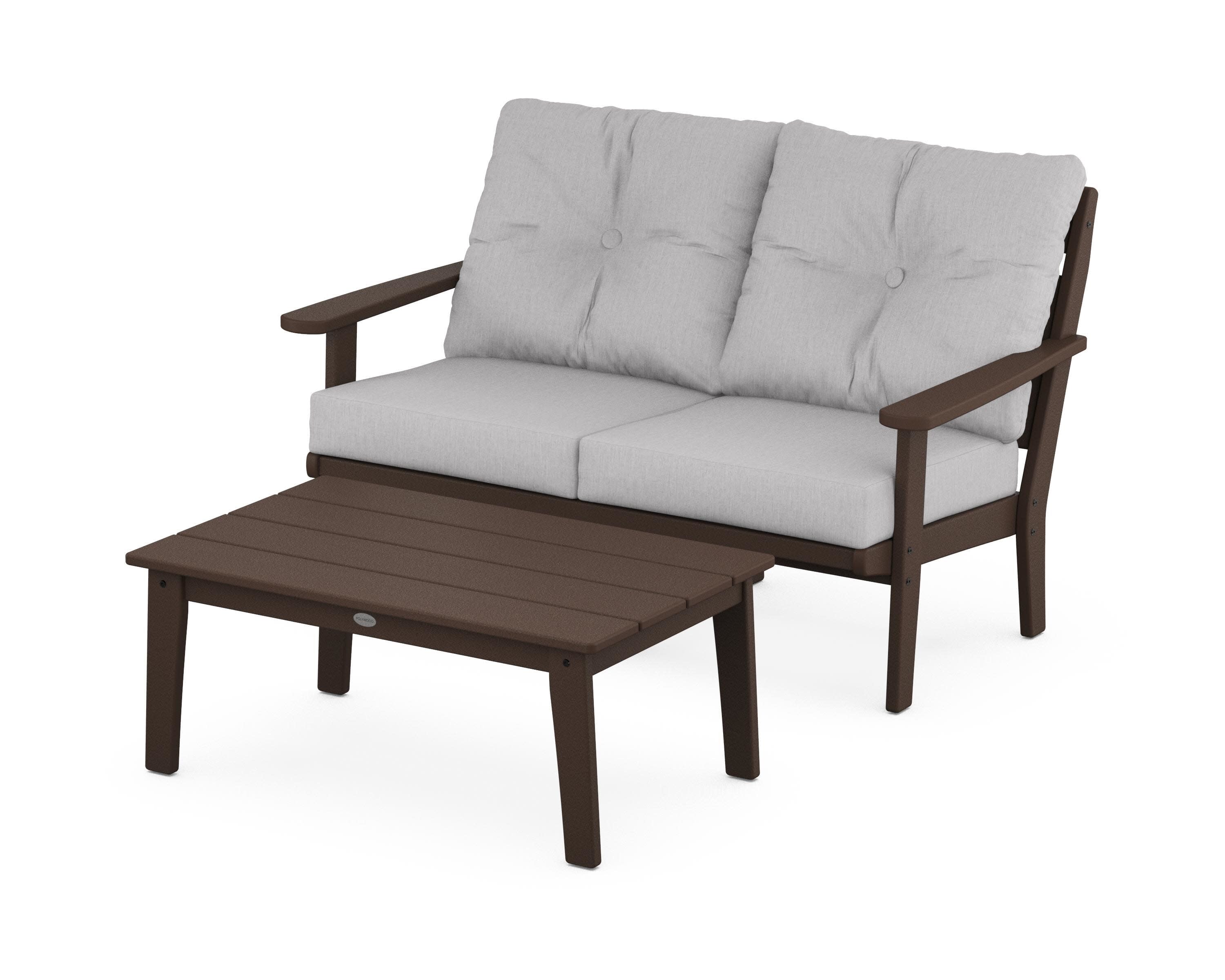 Lakeside 2-Piece Lounge Loveseat Set in Mahogany / Granite