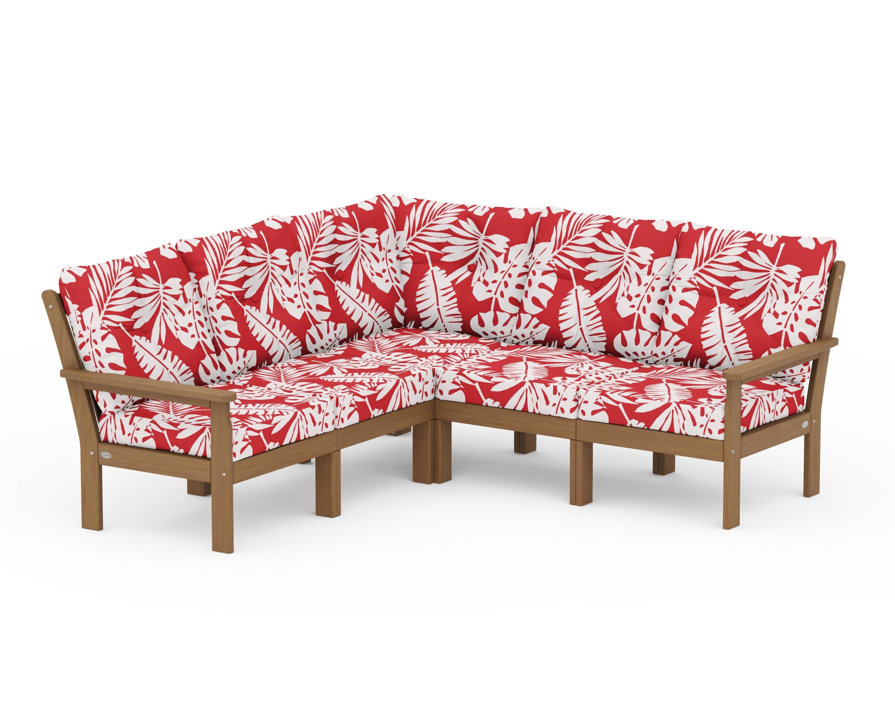 Vineyard 5-Piece Sectional in Natural / Leaf Crimson