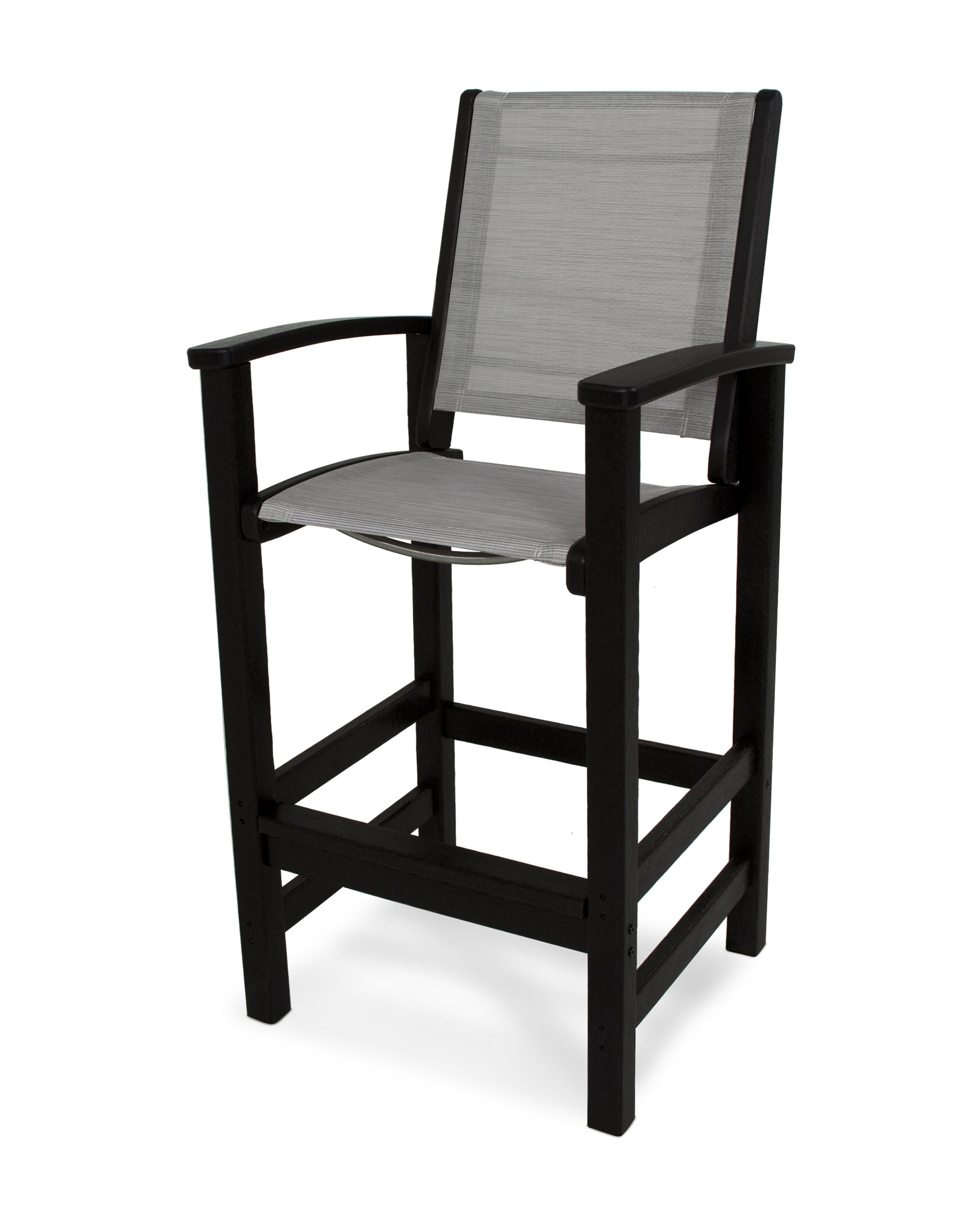 Coastal Bar Chair in Black / Metallic Sling