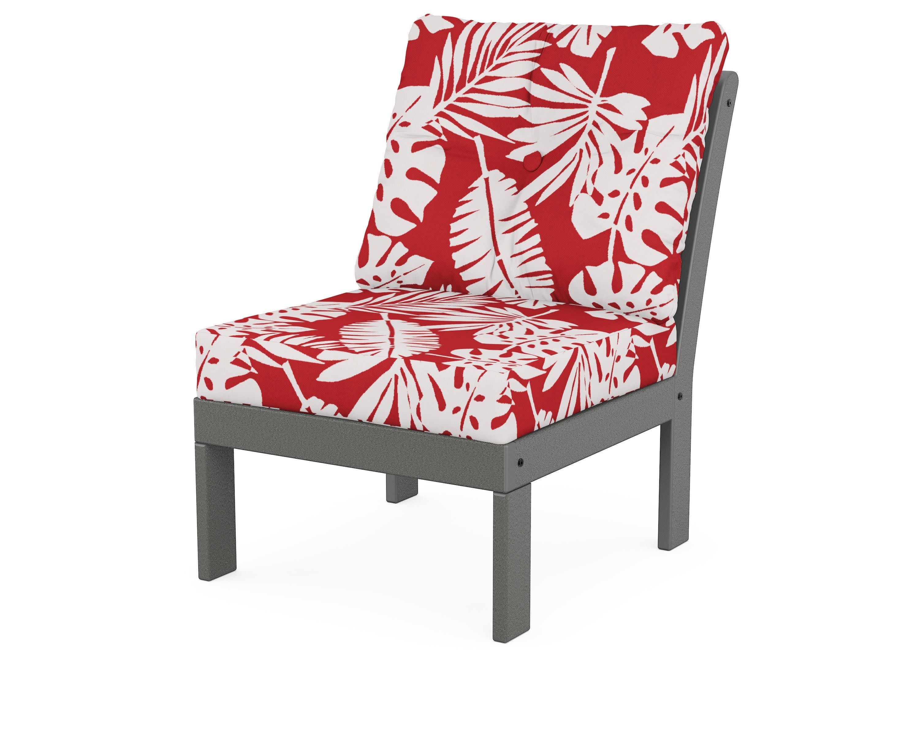 Vineyard Modular Armless Chair in Slate Grey / Leaf Crimson