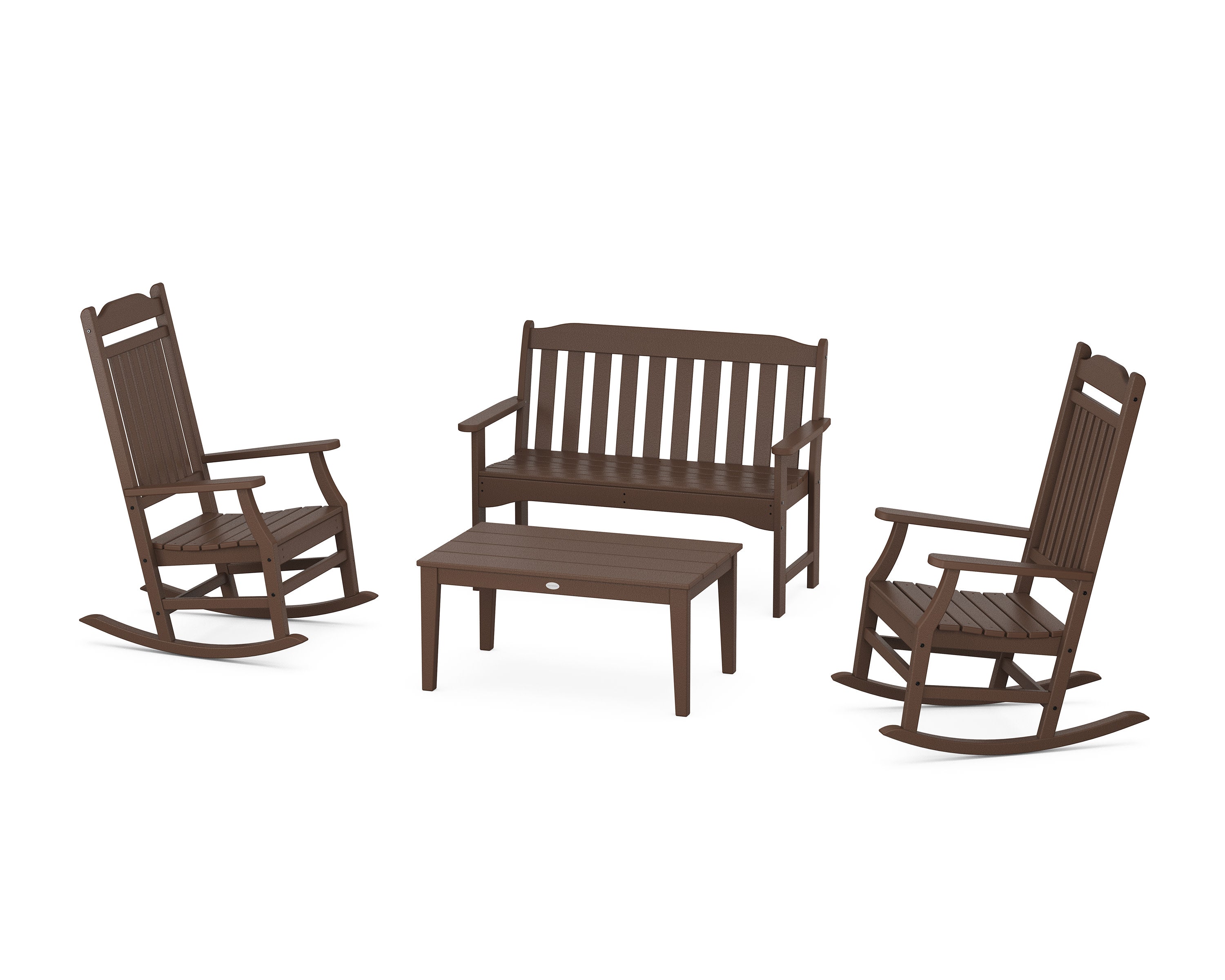 Cottage Rocking Chair 4-Piece Porch Set in Mahogany