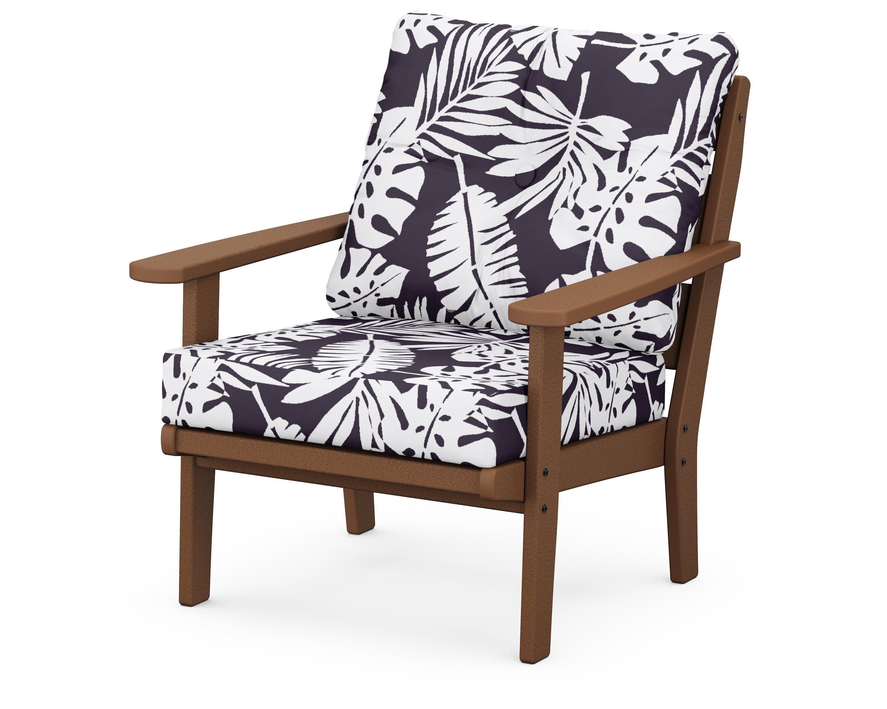 Lakeside Deep Seating Chair in Teak / Leaf Navy