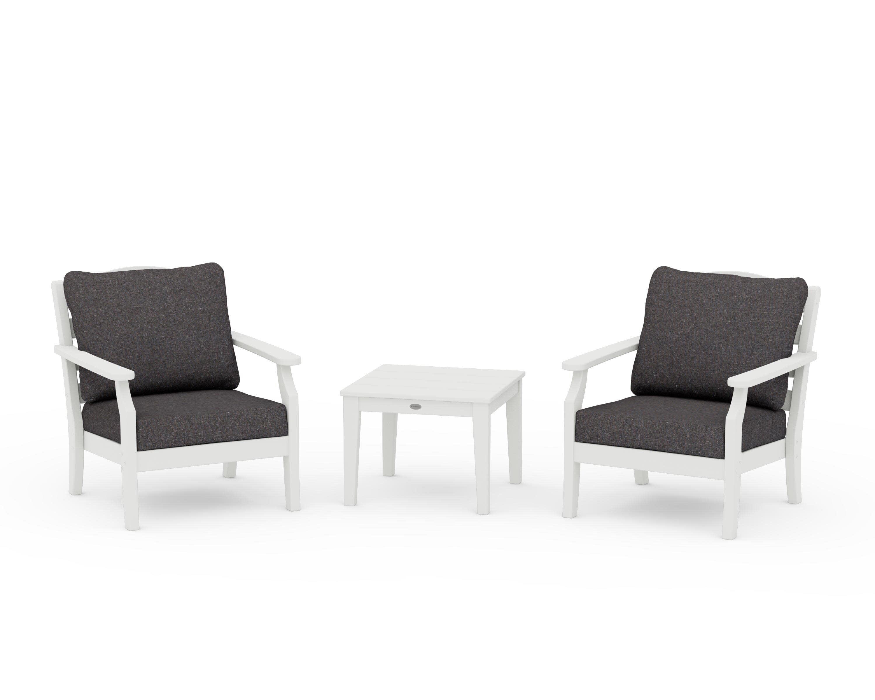 Savannah 3-Piece Deep Seating Set in Vintage White / Ash Charcoal