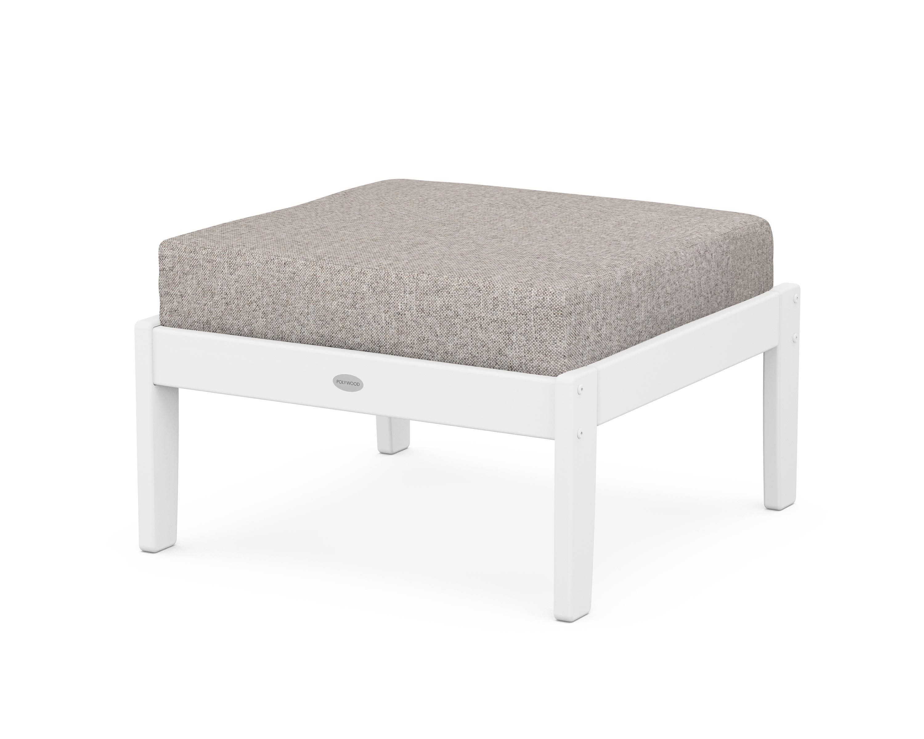 Braxton Deep Seating Ottoman in White / Weathered Tweed