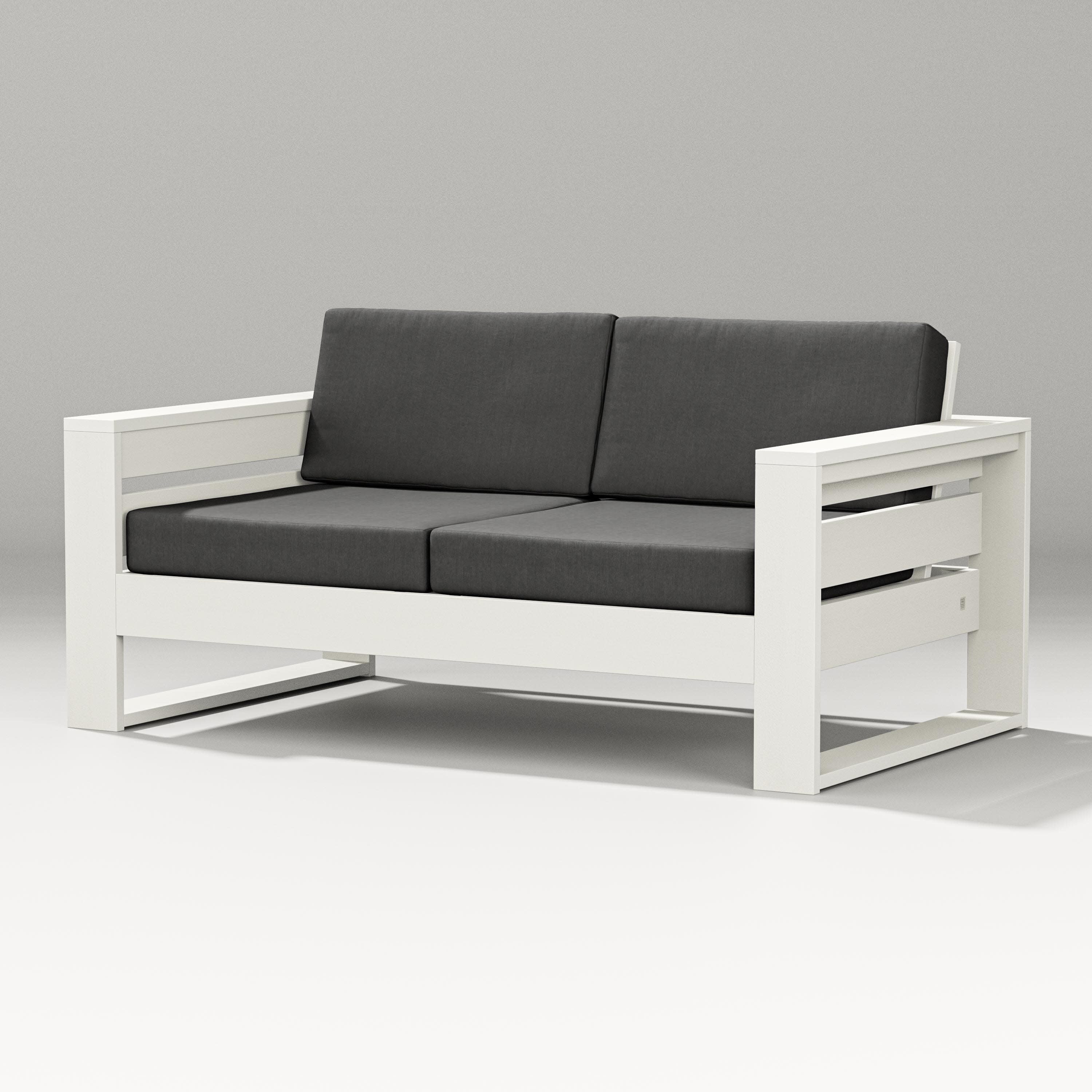 Latitude Loveseat in Vintage White / Spectrum Carbon