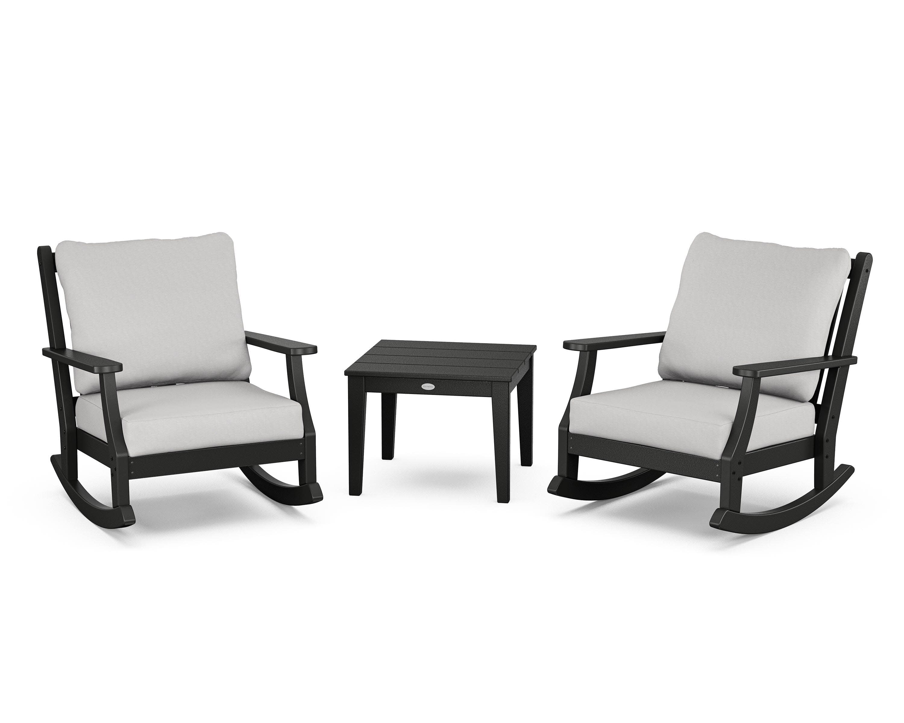Wovendale 3-Piece Deep Seating Rocker Set in Black / Diamond in the Rough