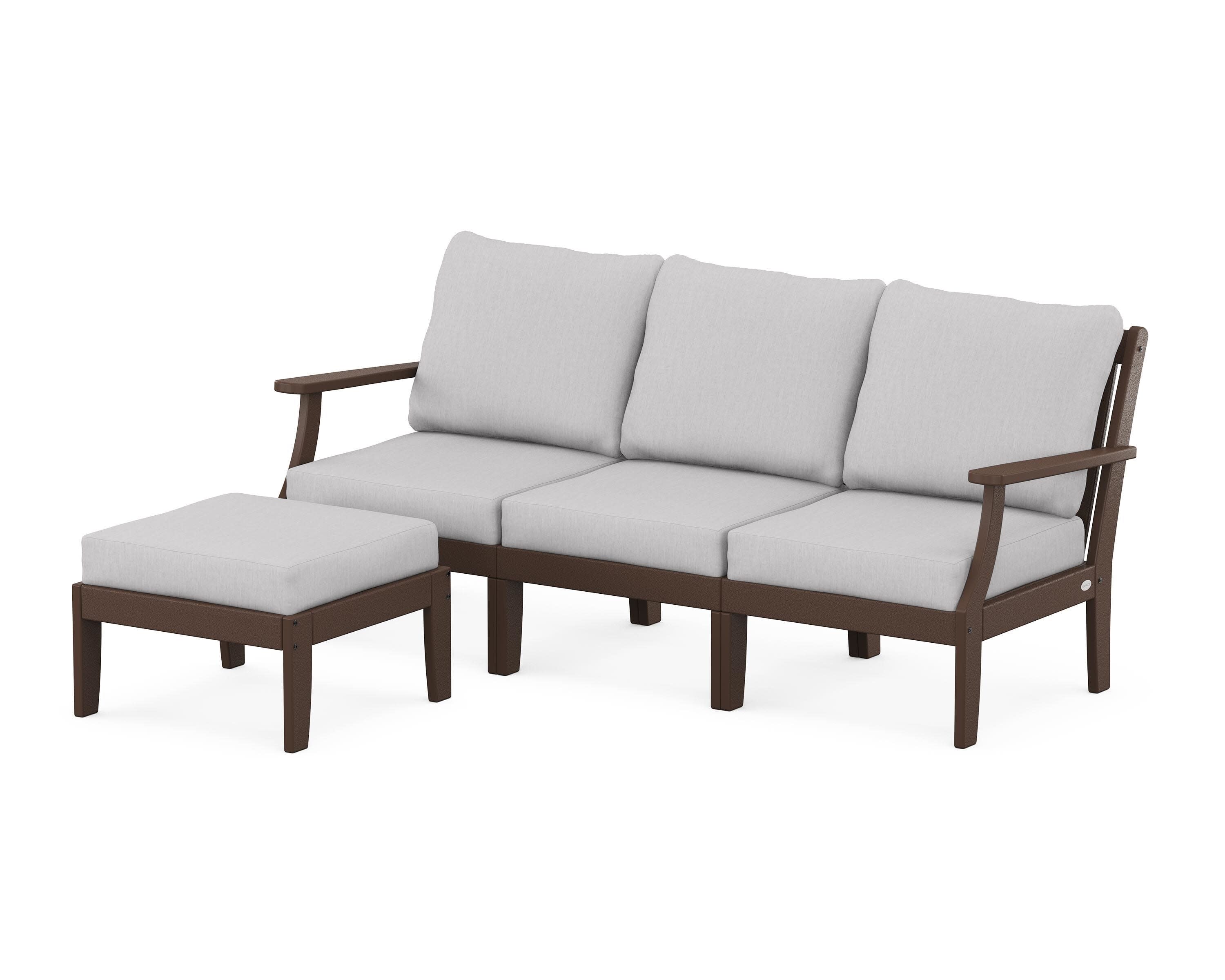 Braxton Modular 4-Piece Deep Seating Set with Ottoman in Mahogany / Granite