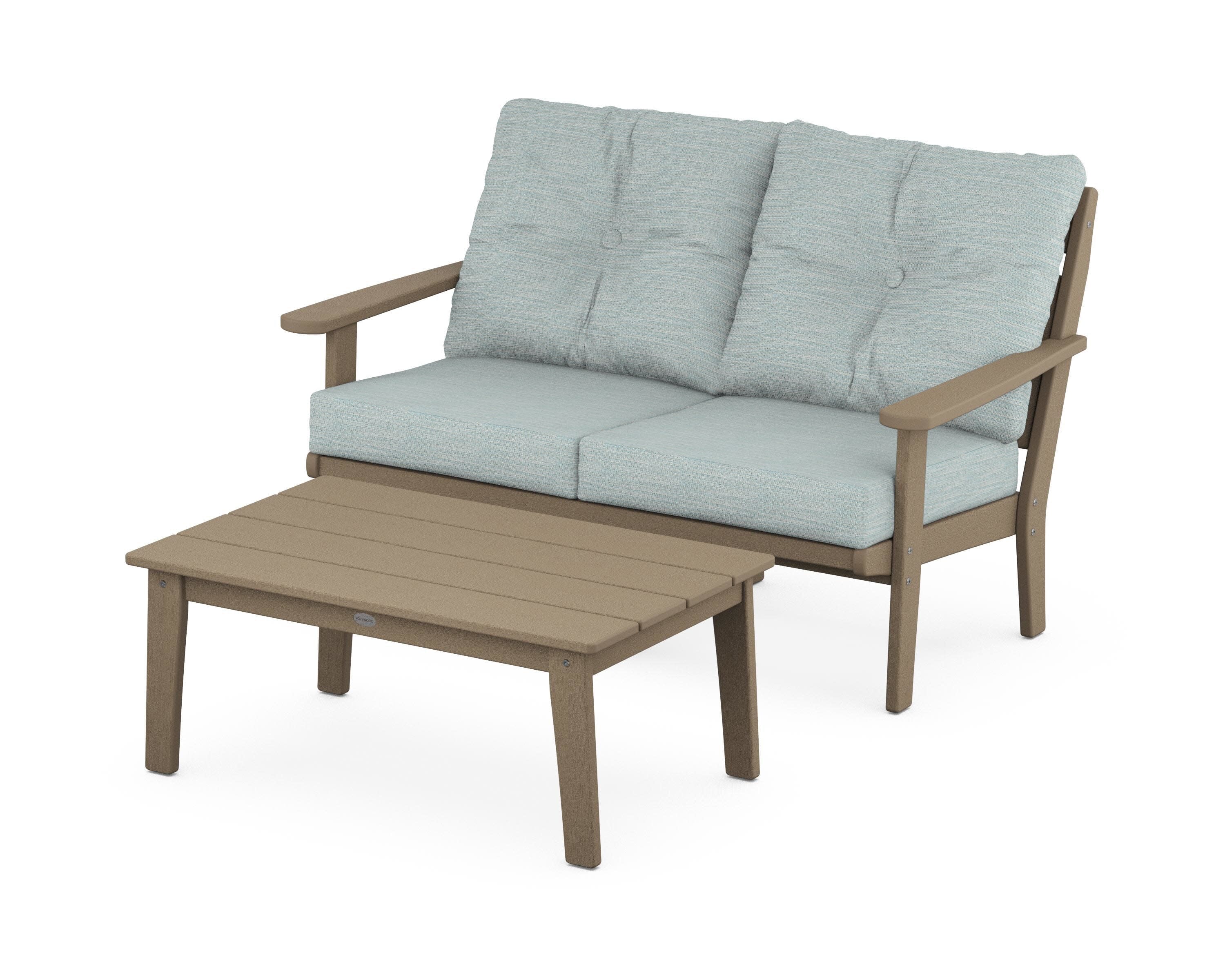 Lakeside 2-Piece Lounge Loveseat Set in Vintage Sahara / Soothe Mist