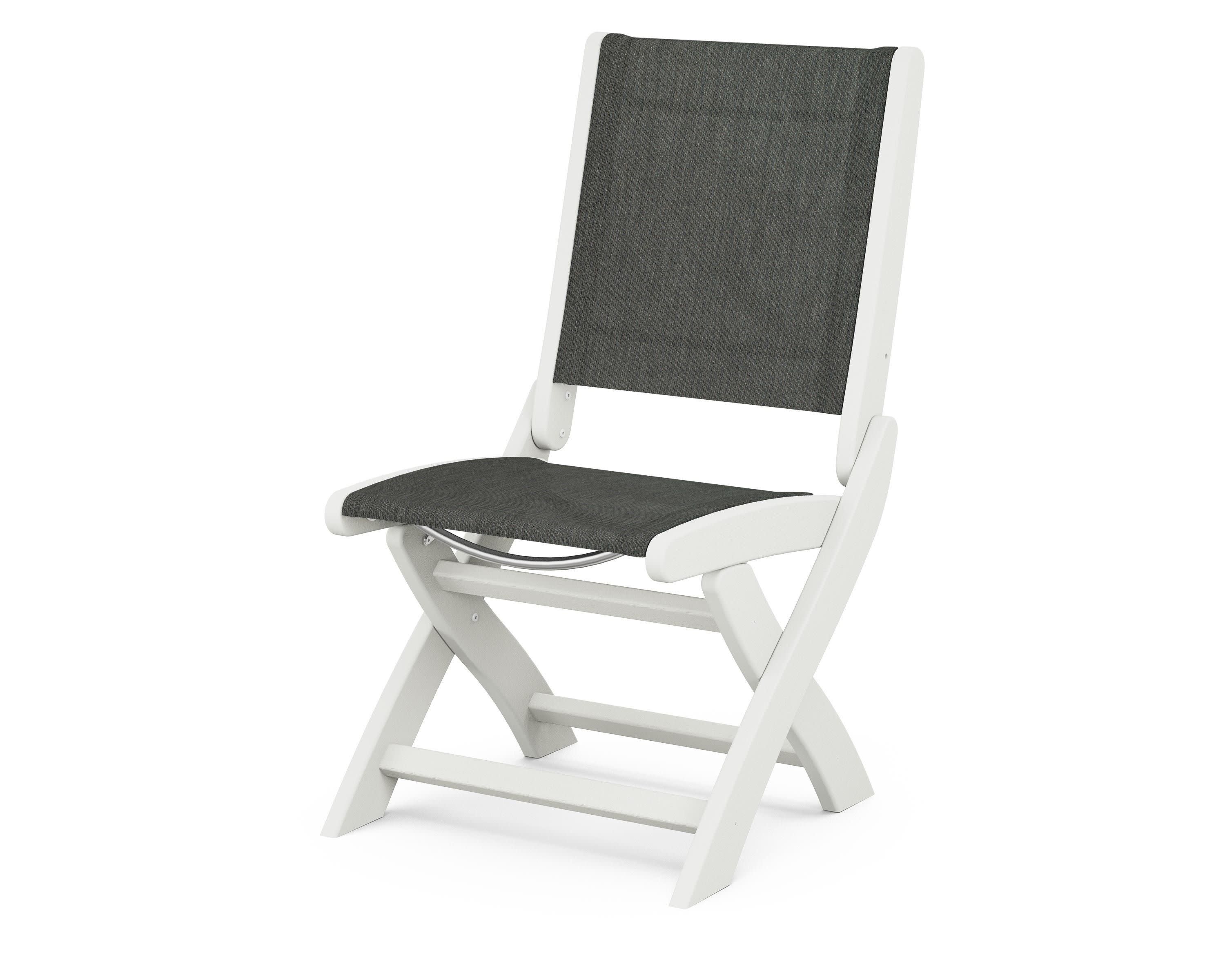 Coastal Folding Side Chair in Vintage White / Ember Sling