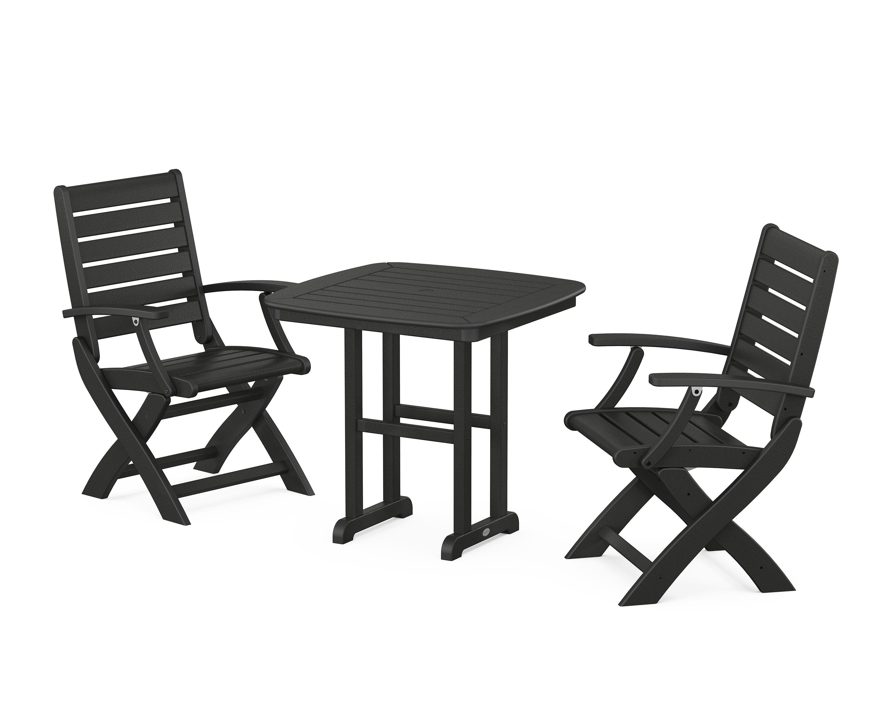Signature Folding Chair 3-Piece Dining Set in Black