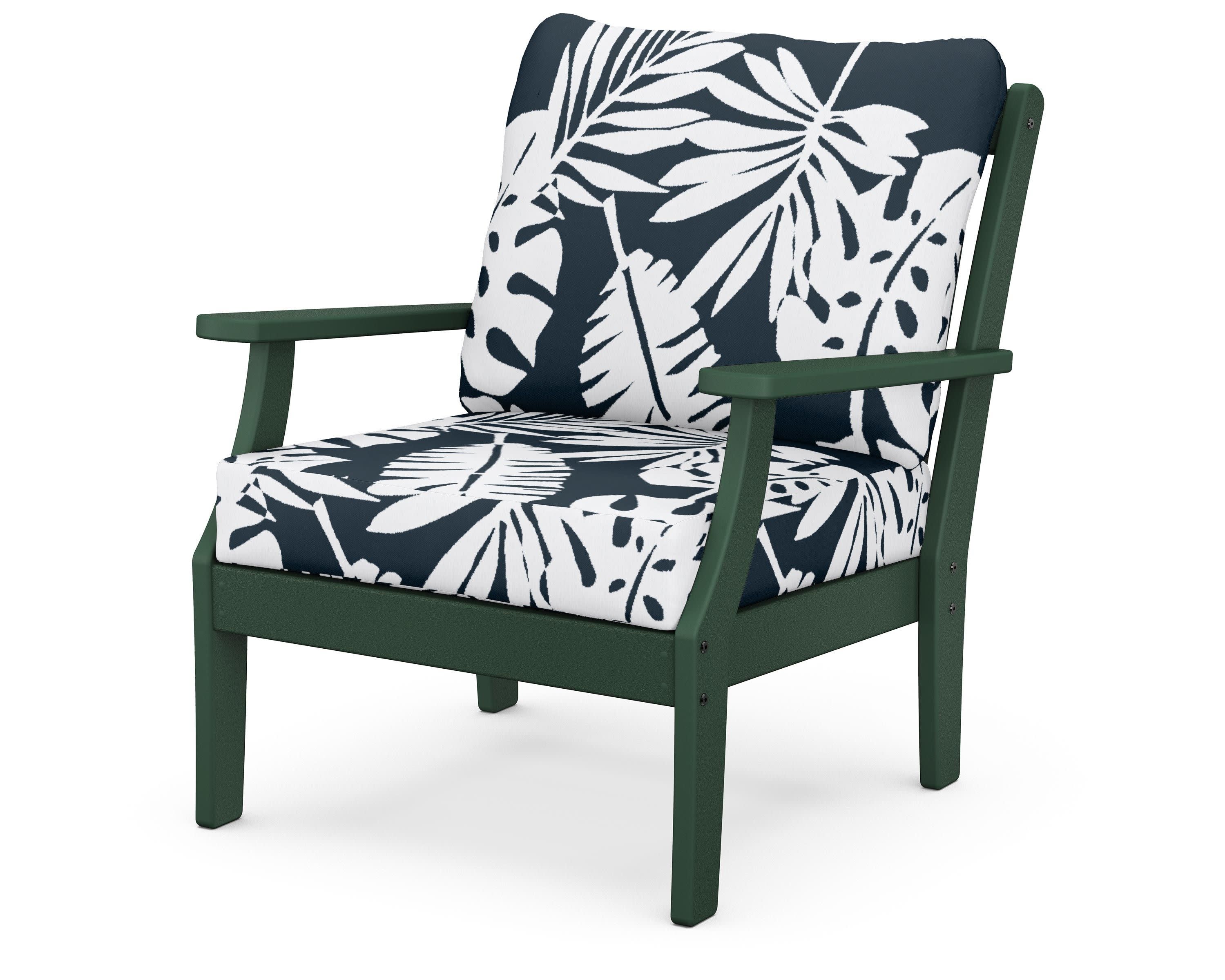 Braxton Deep Seating Chair in Green / Leaf Marine Indigo