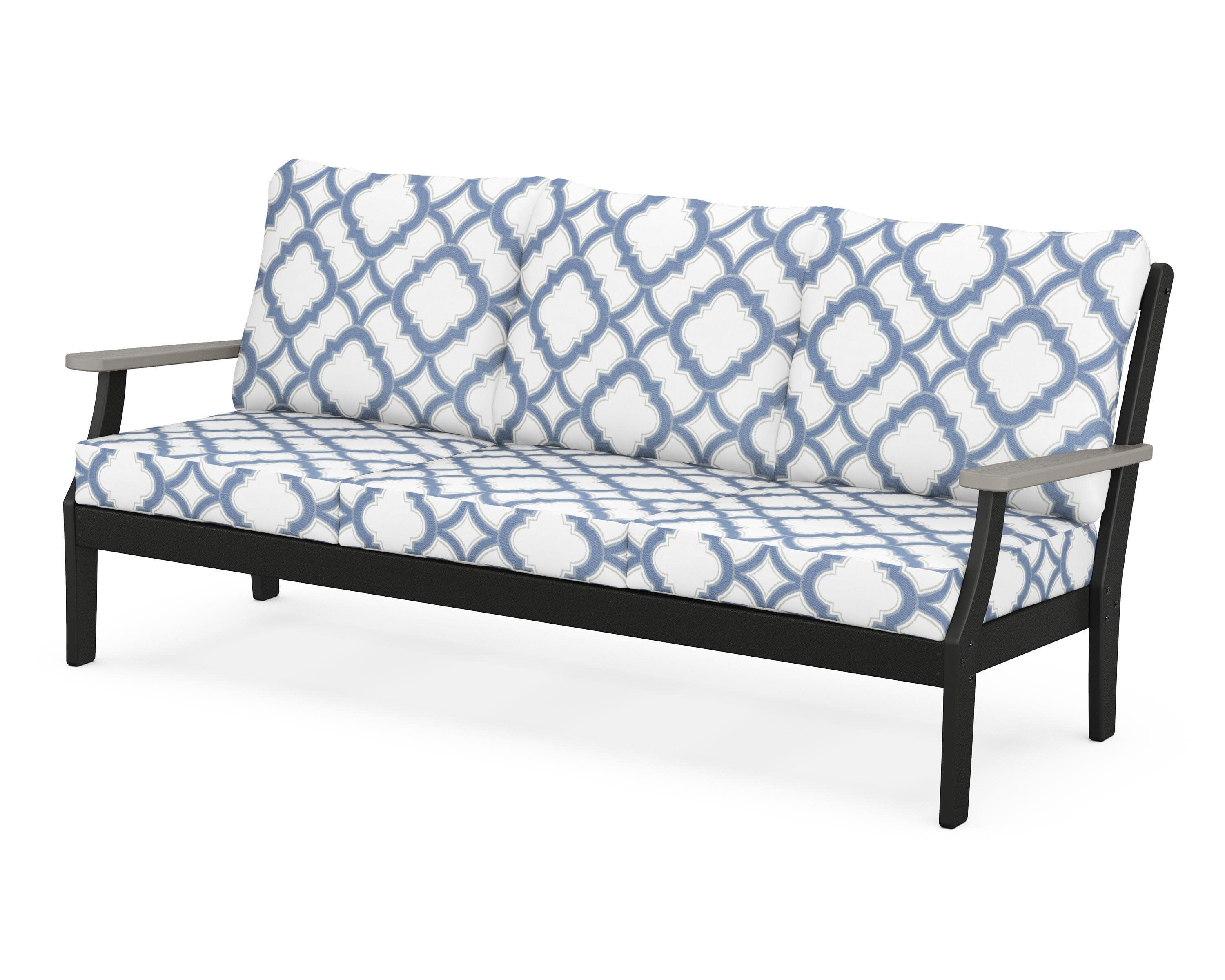 Braxton Deep Seating Sofa in Black / Driftwood / Trellis Sky Blue