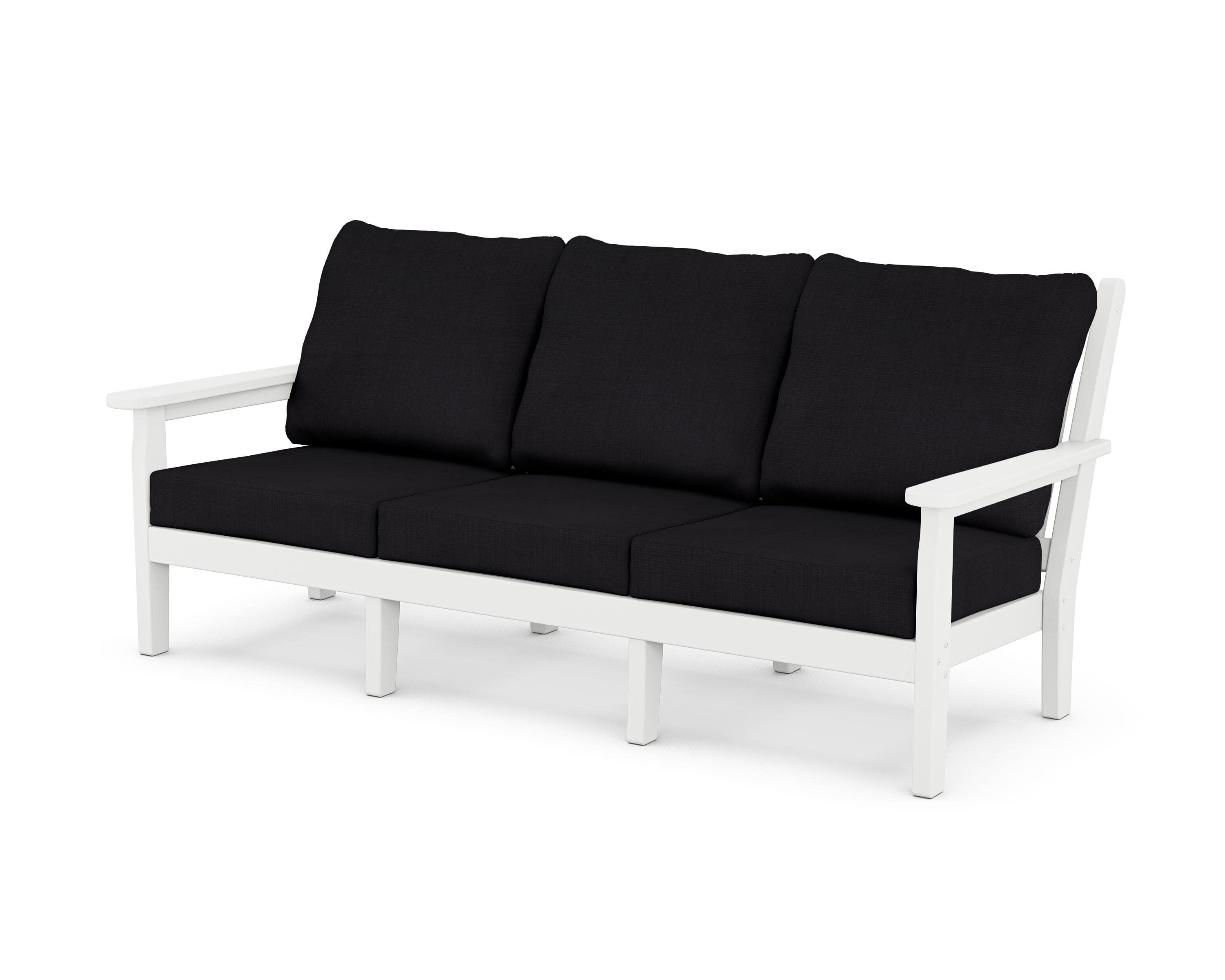 Chippendale Deep Seating Sofa in White / Midnight Linen