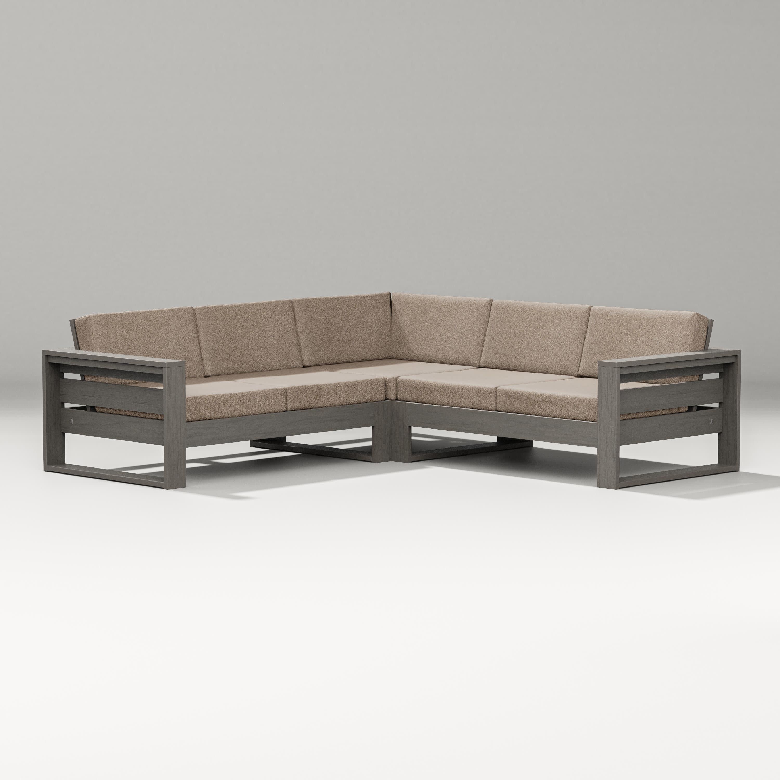 Latitude Corner Sectional in Driftwood / Spiced Burlap