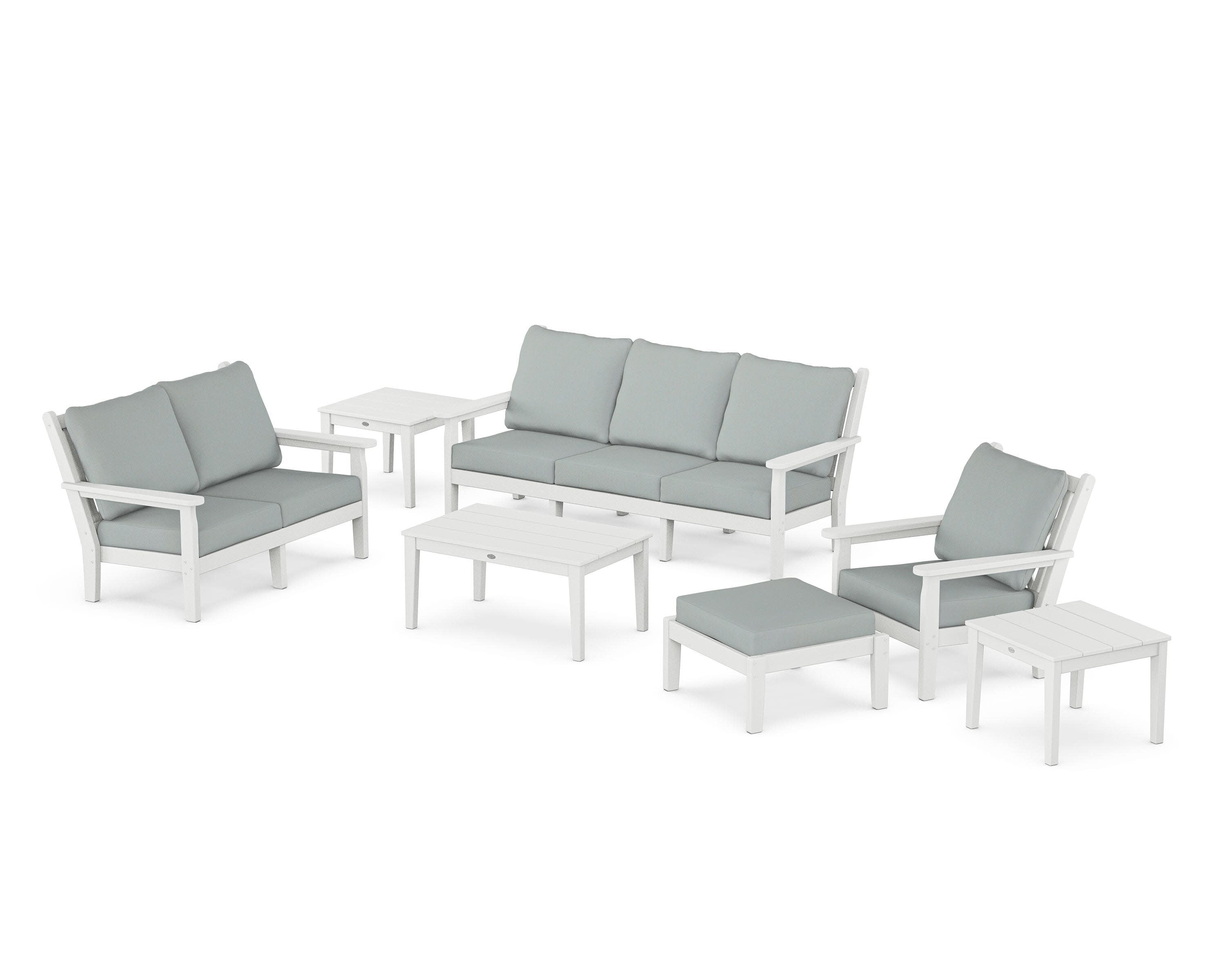 Chippendale 7-Piece Deep Seating Set in White / Spa