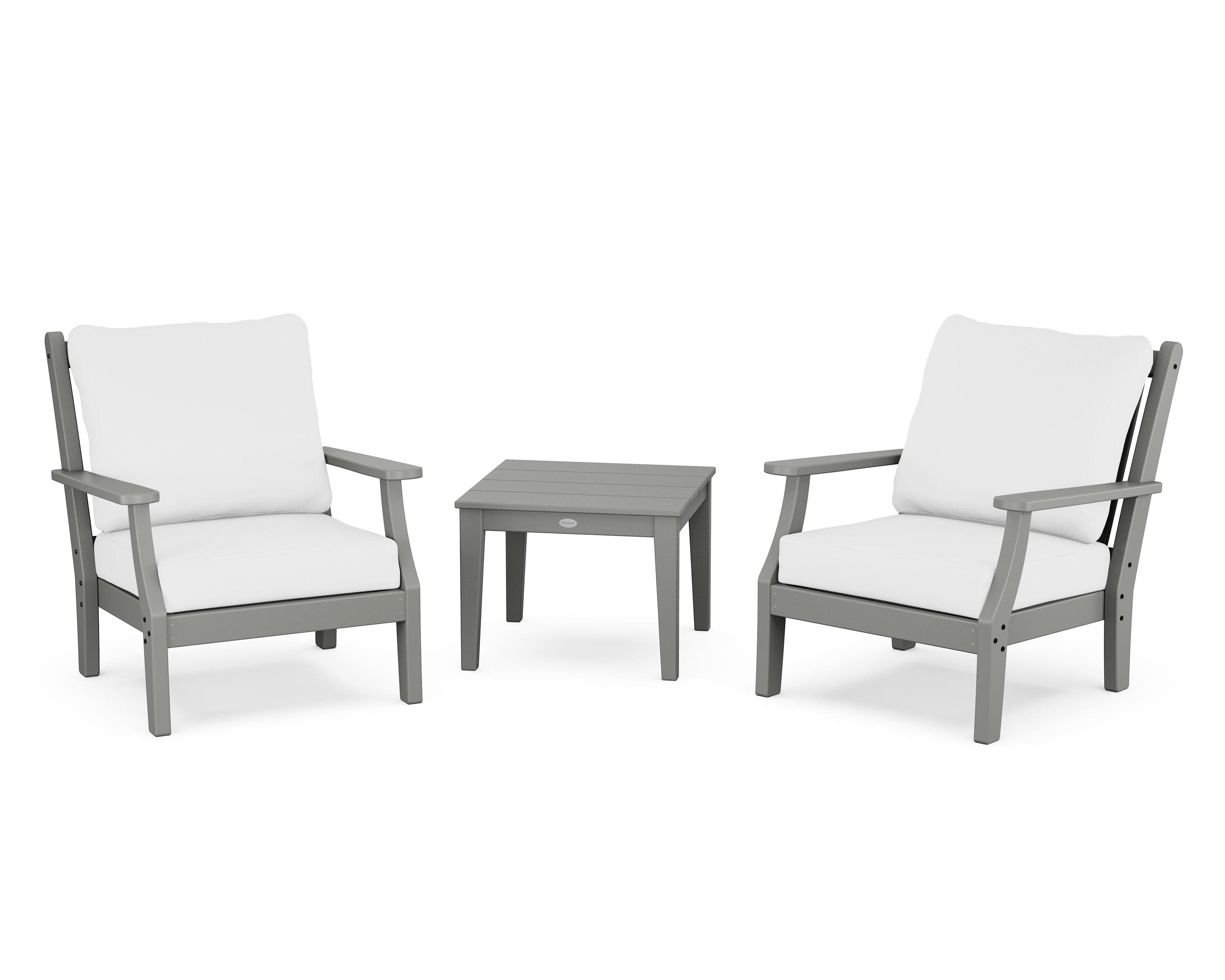 Wovendale 3-Piece Deep Seating Set in Slate Grey / Natural