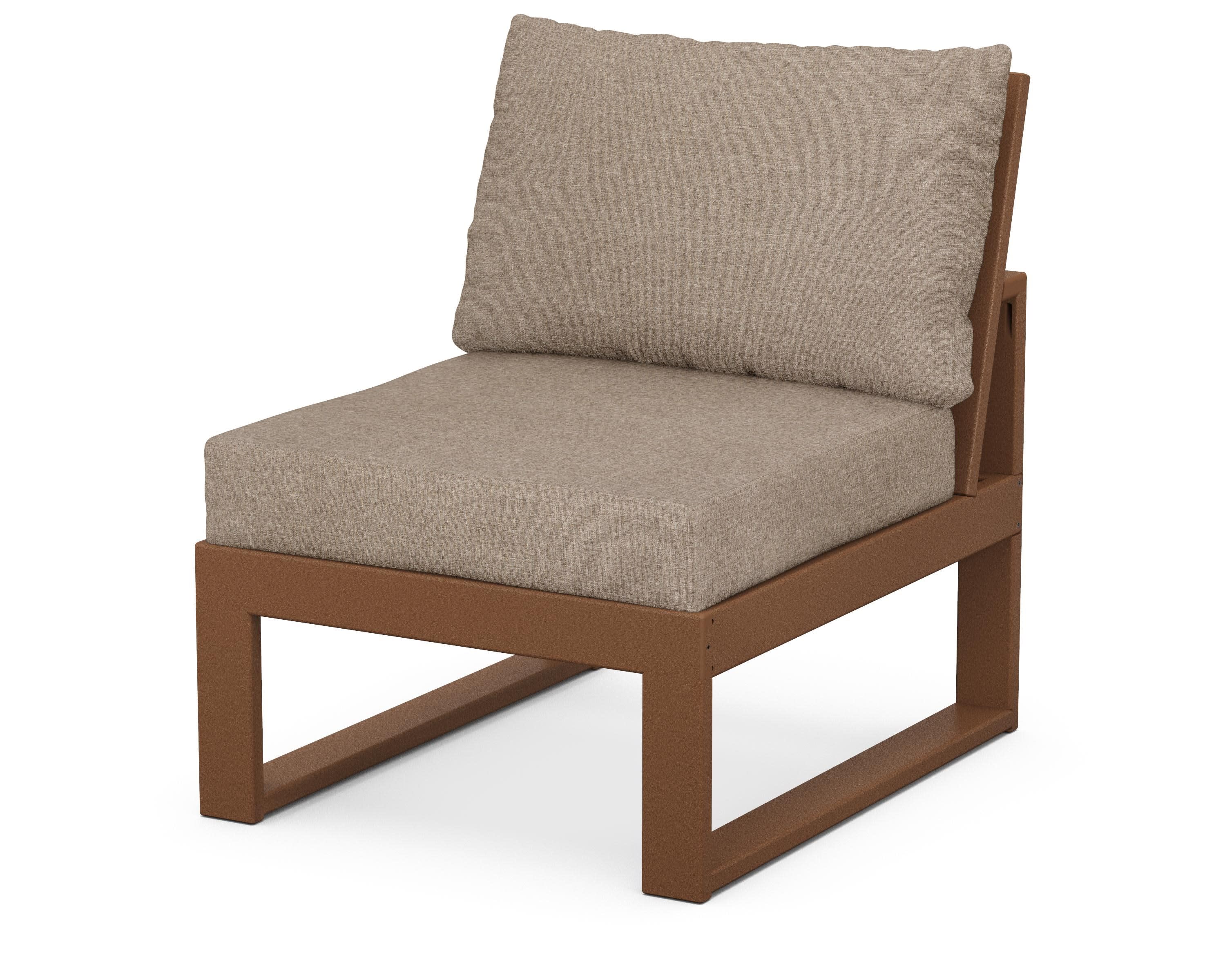 Modular Armless Chair in Teak / Spiced Burlap
