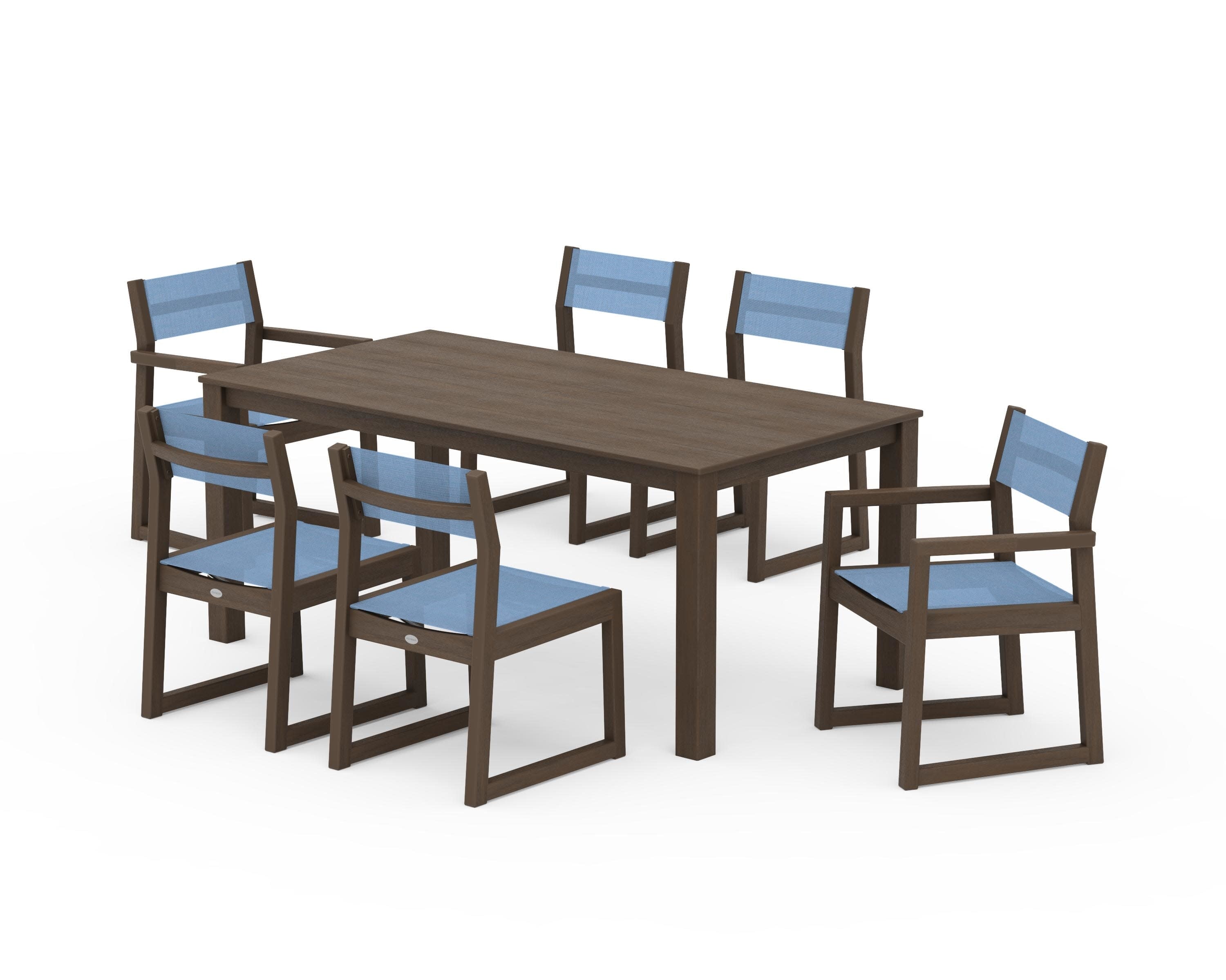EDGE Sling 7-Piece Parsons Dining Set in Kona / Poolside Sling