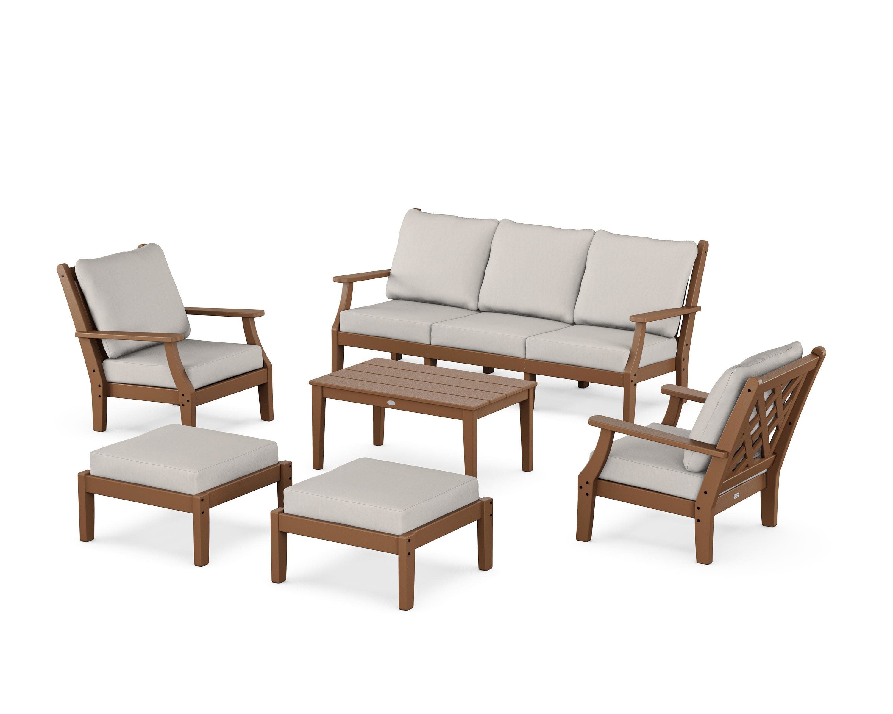 Wovendale 6-Piece Lounge Sofa Set in Teak / Cast Ash