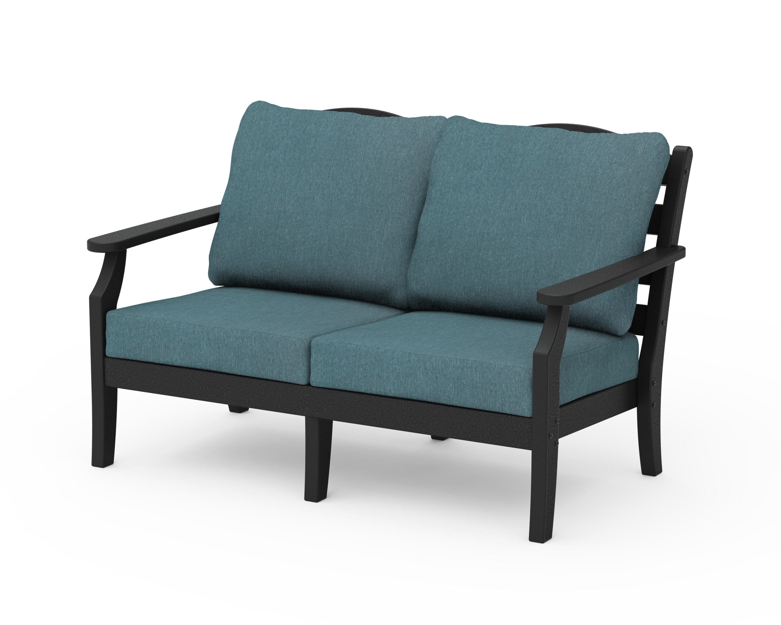 Savannah Deep Seating Loveseat in Black / Ocean Teal