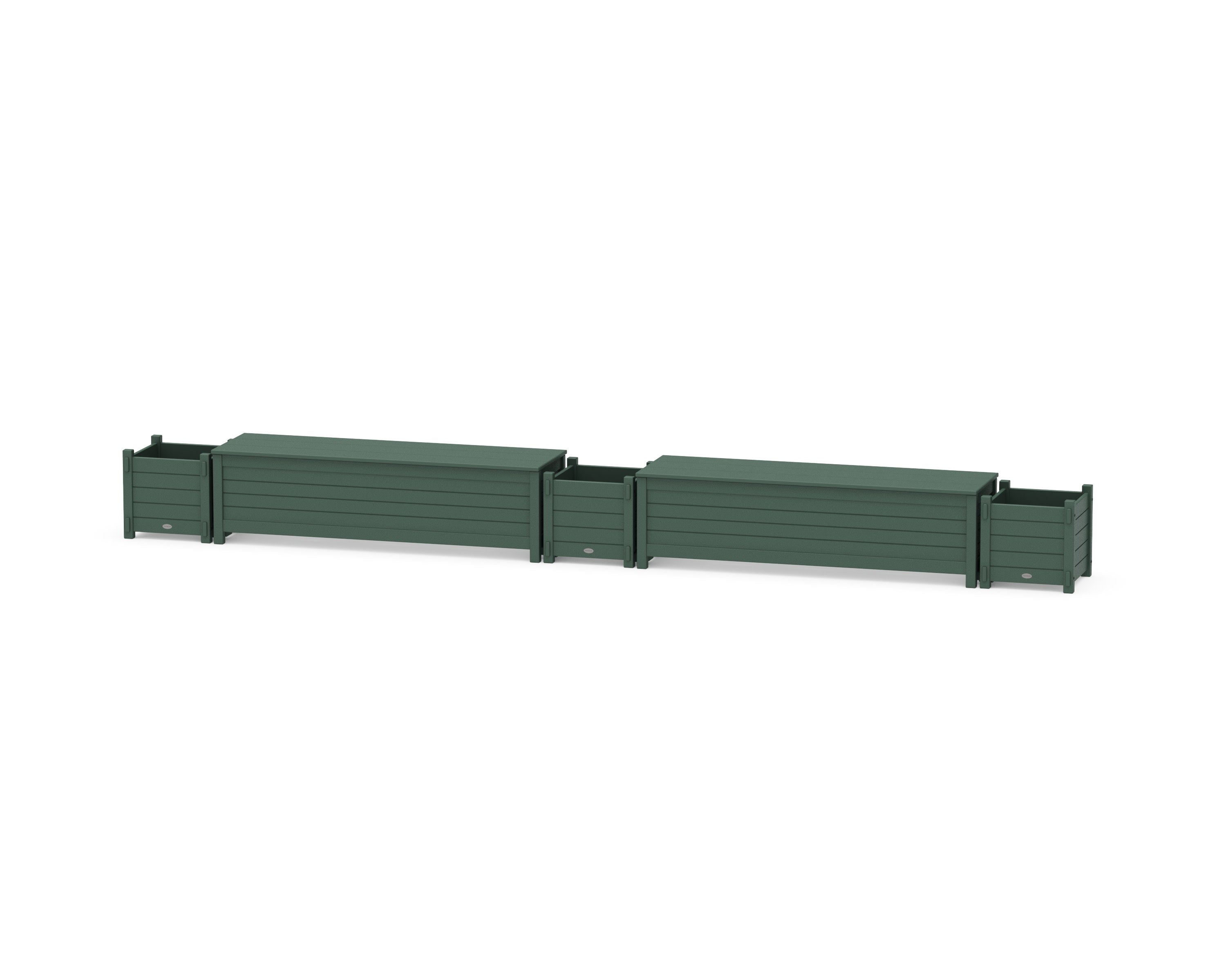 60" Nautical Straight Double Planter Storage Bench Set in Green