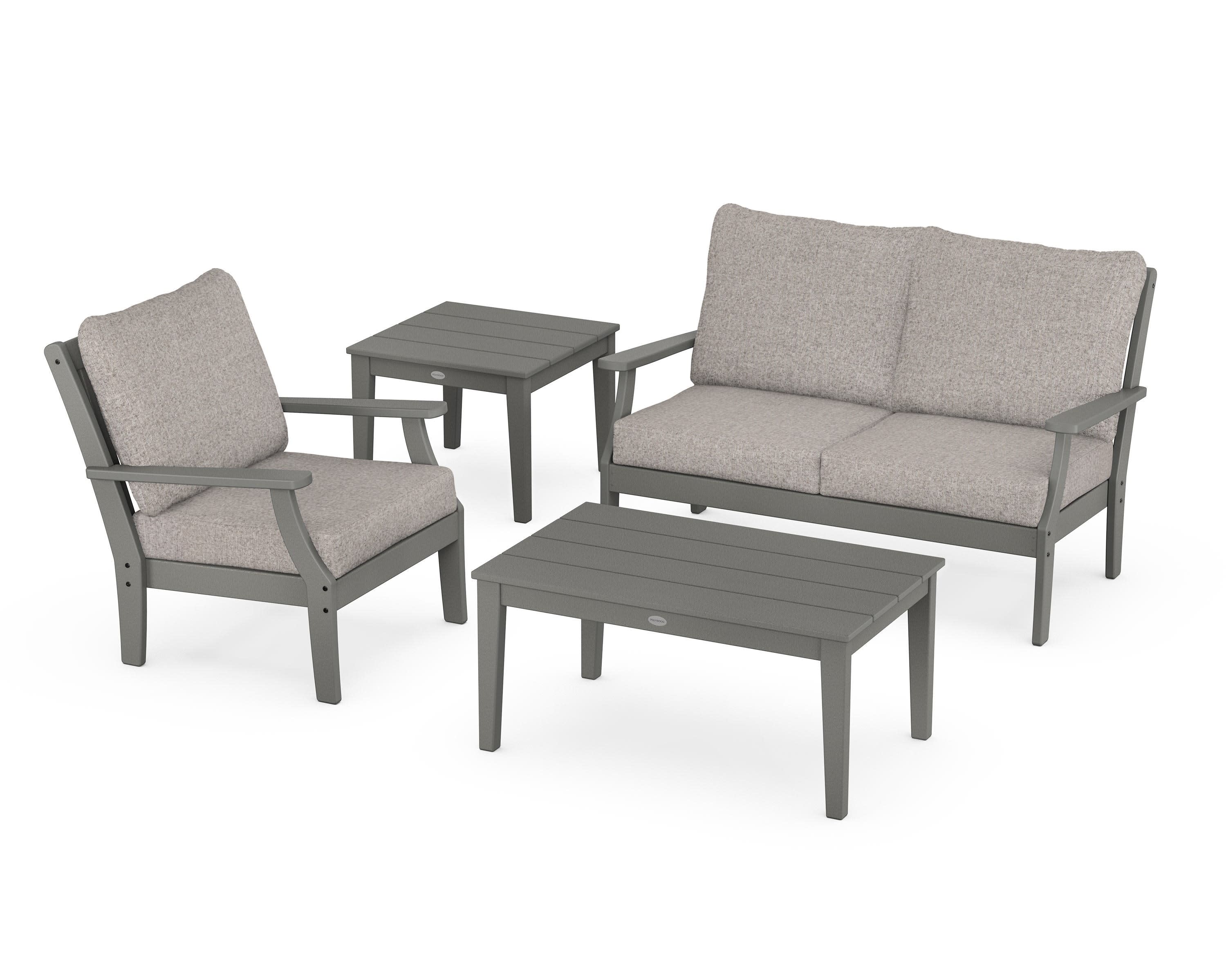 Braxton 4-Piece Deep Seating Set in Slate Grey / Weathered Tweed