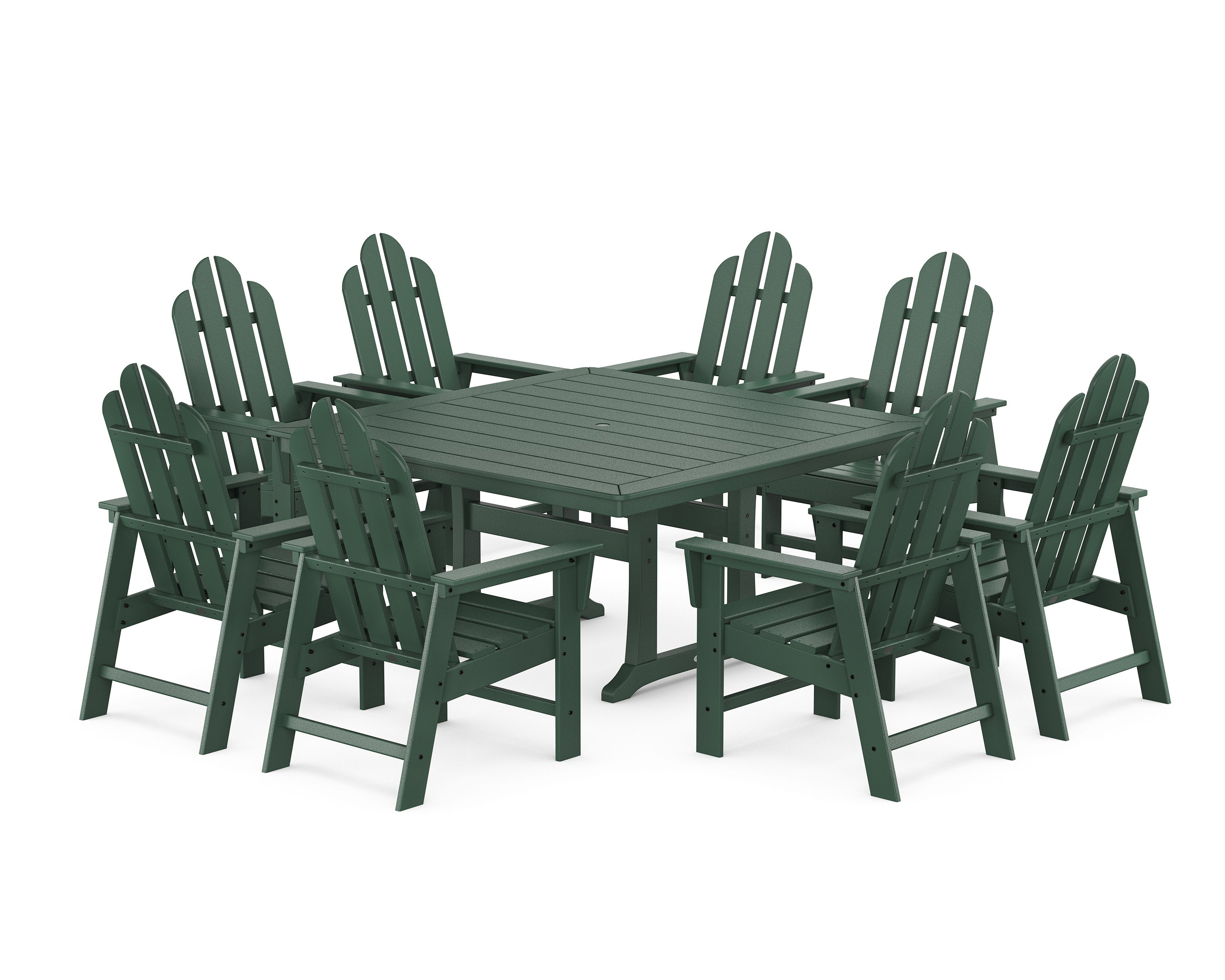 Long Island 9-Piece Square Dining Set with Trestle Legs in Green