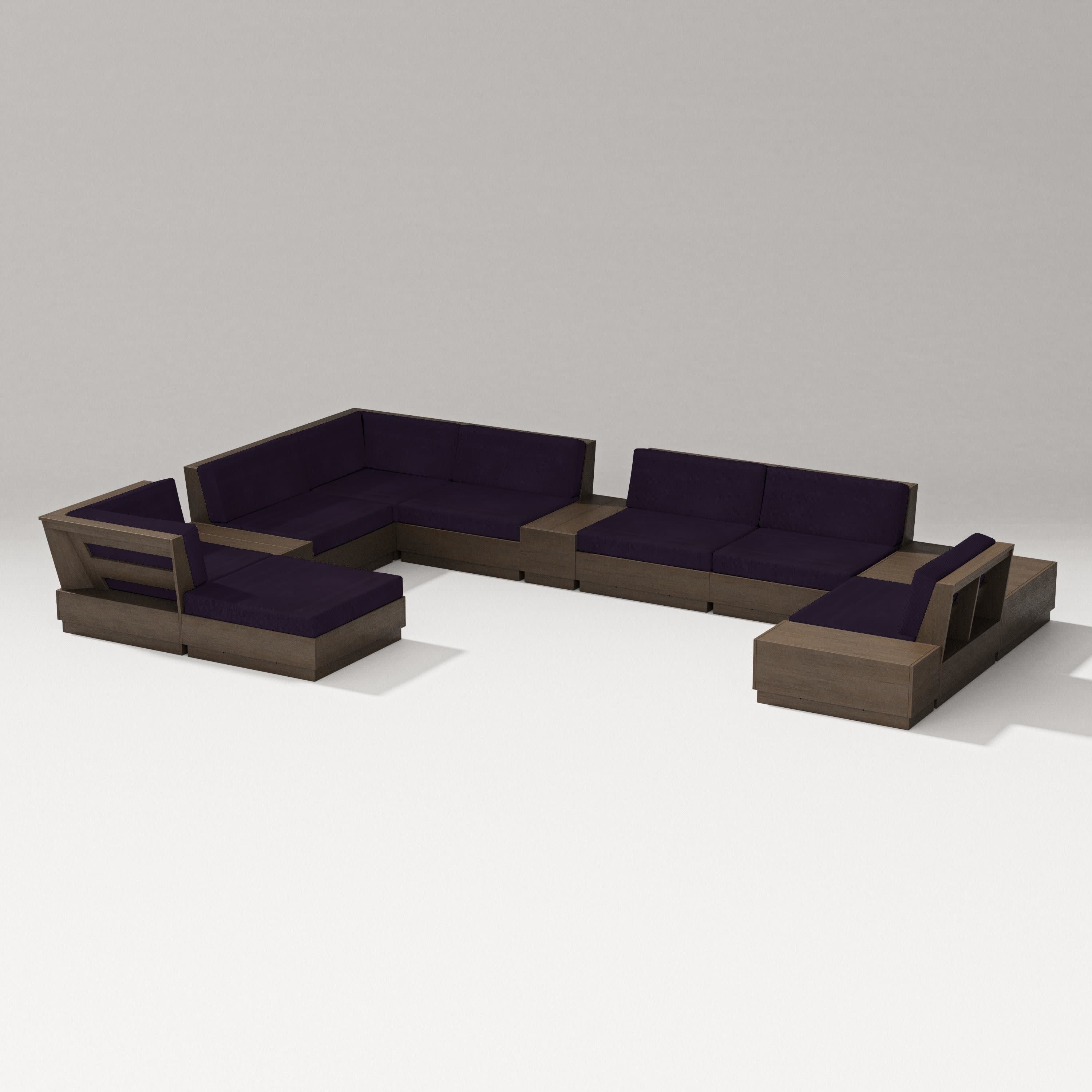 Elevate 12-Piece Conversation Sectional Set in Kona / Navy Linen