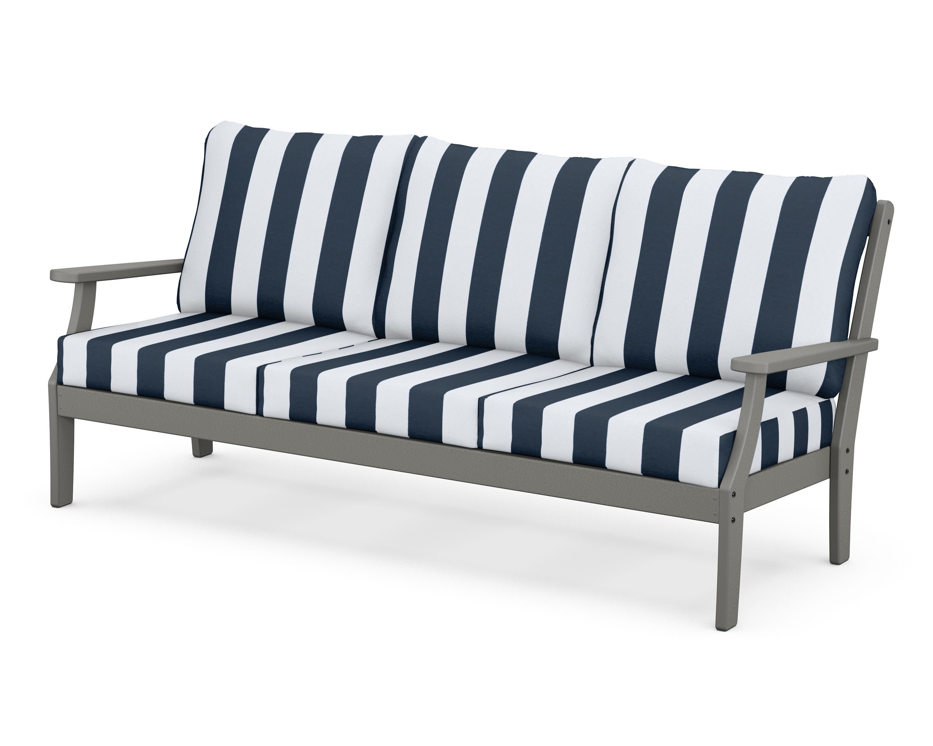 Braxton Deep Seating Sofa in Slate Grey / Cabana Stripe Marine Indigo