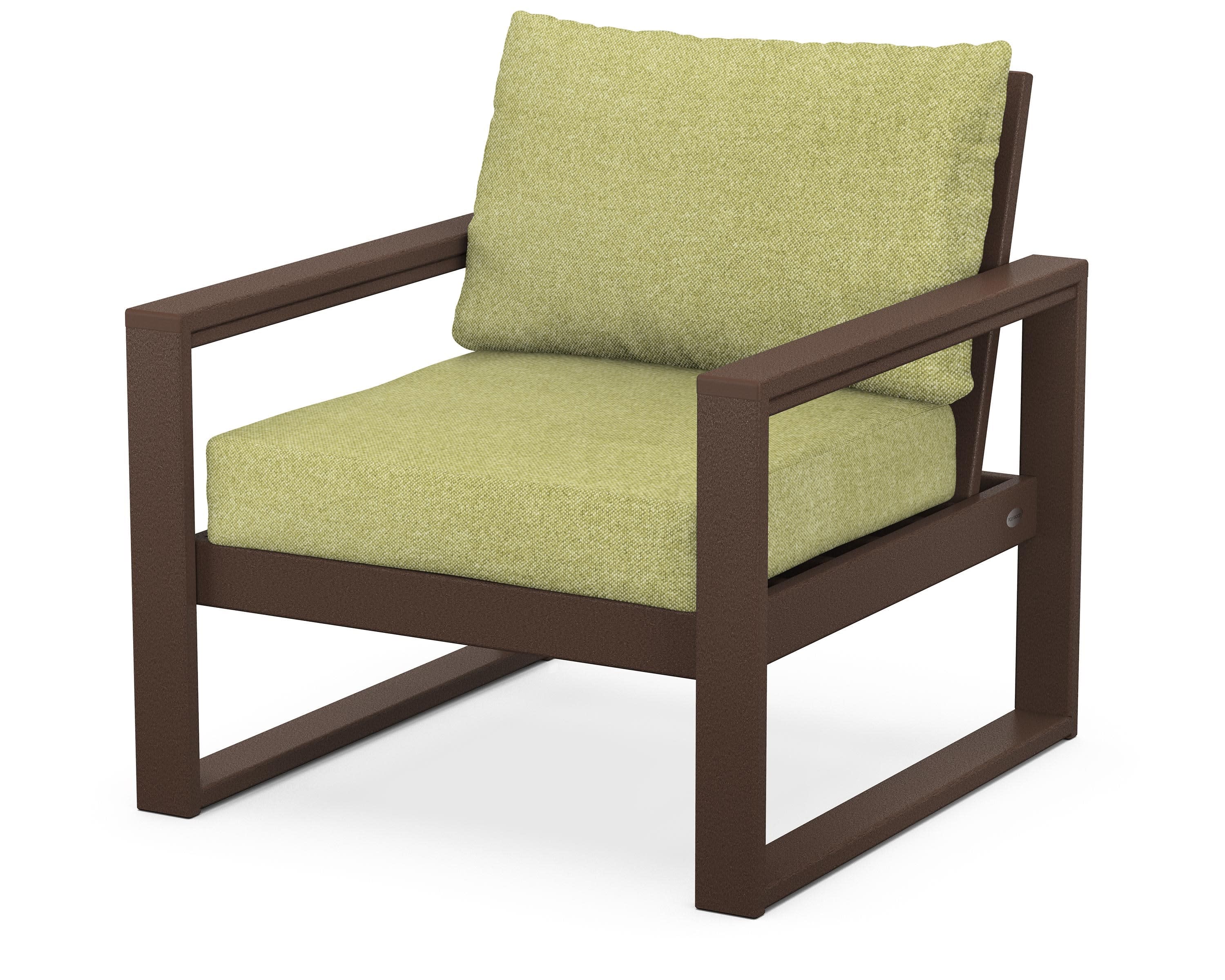 EDGE Club Chair in Mahogany / Chartreuse Boucle
