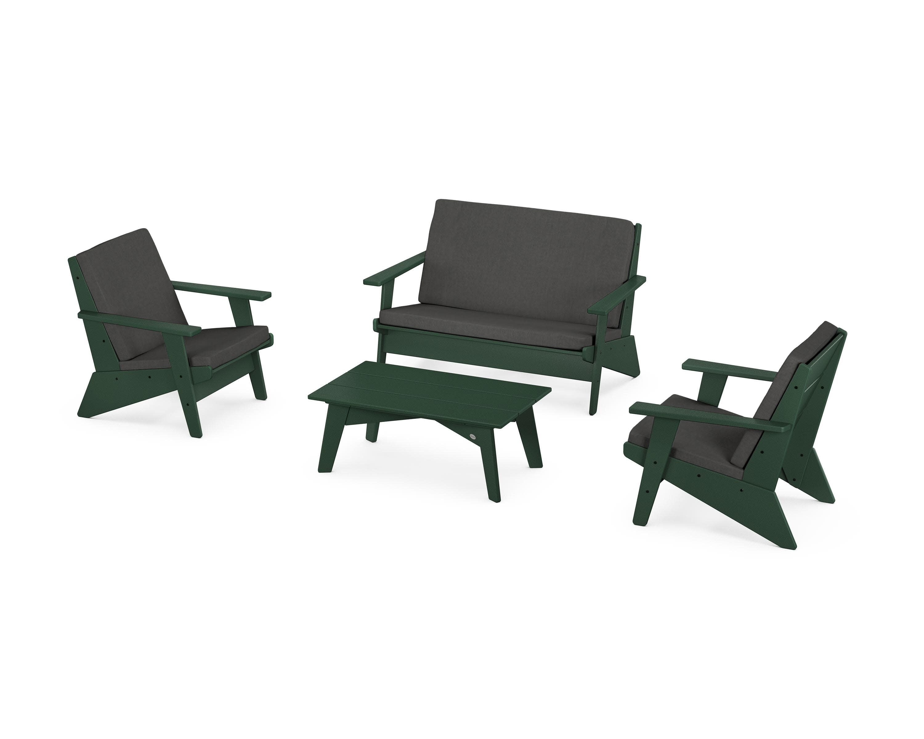 Riviera Modern Lounge 4-Piece Set in Green / Spectrum Carbon